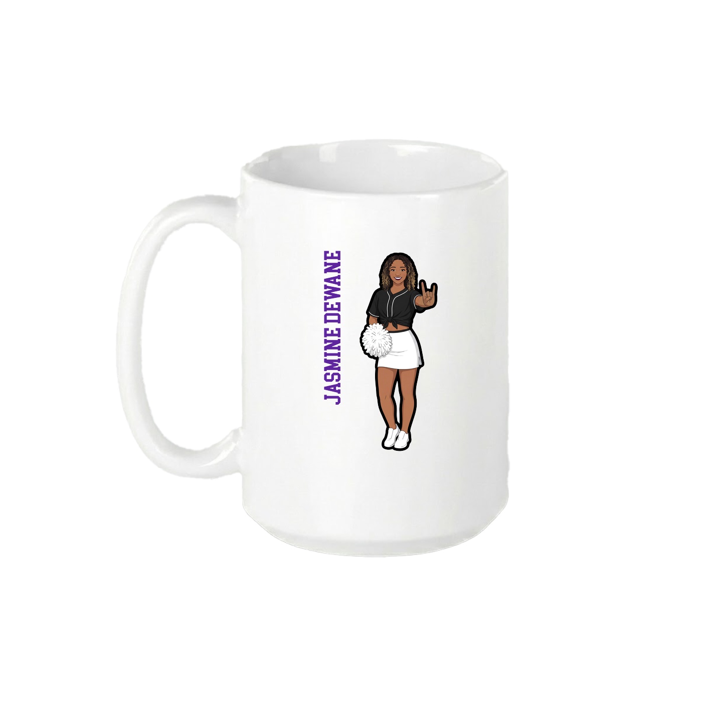 15oz Coffee Mug — Name Vertical in White