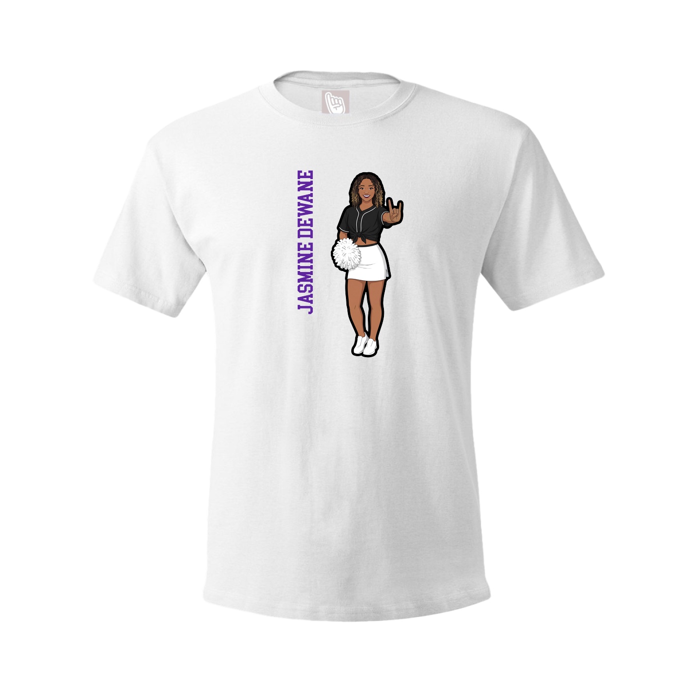 Tee — Name Vertical in White