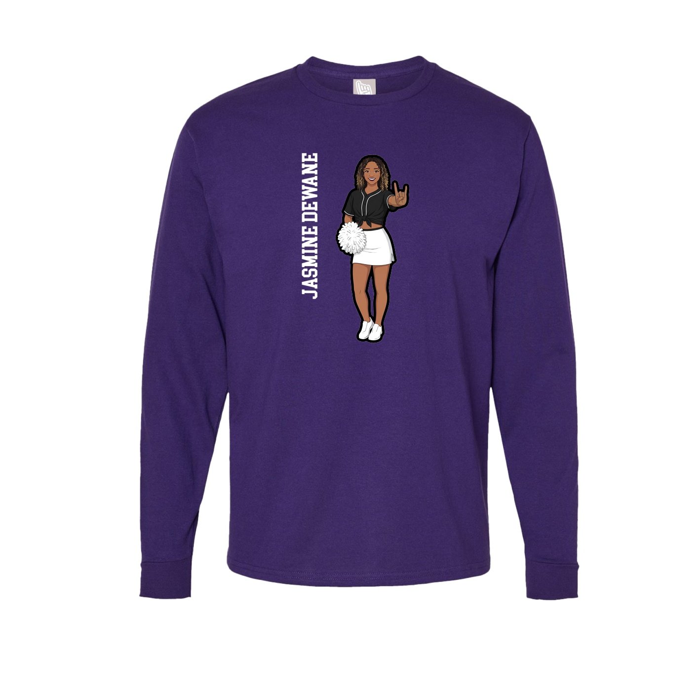 Long Sleeve Tee — Name Vertical in Purple