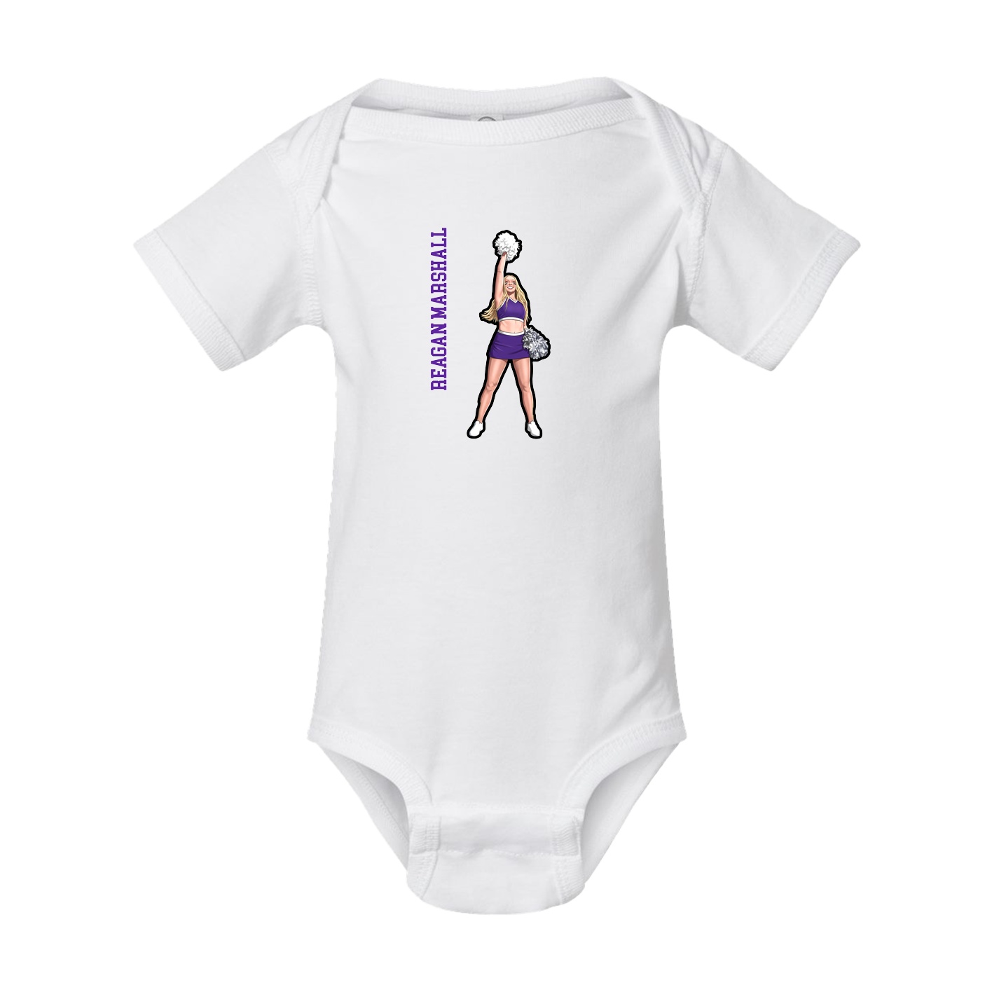 Baby Onesie — Name Vertical in White