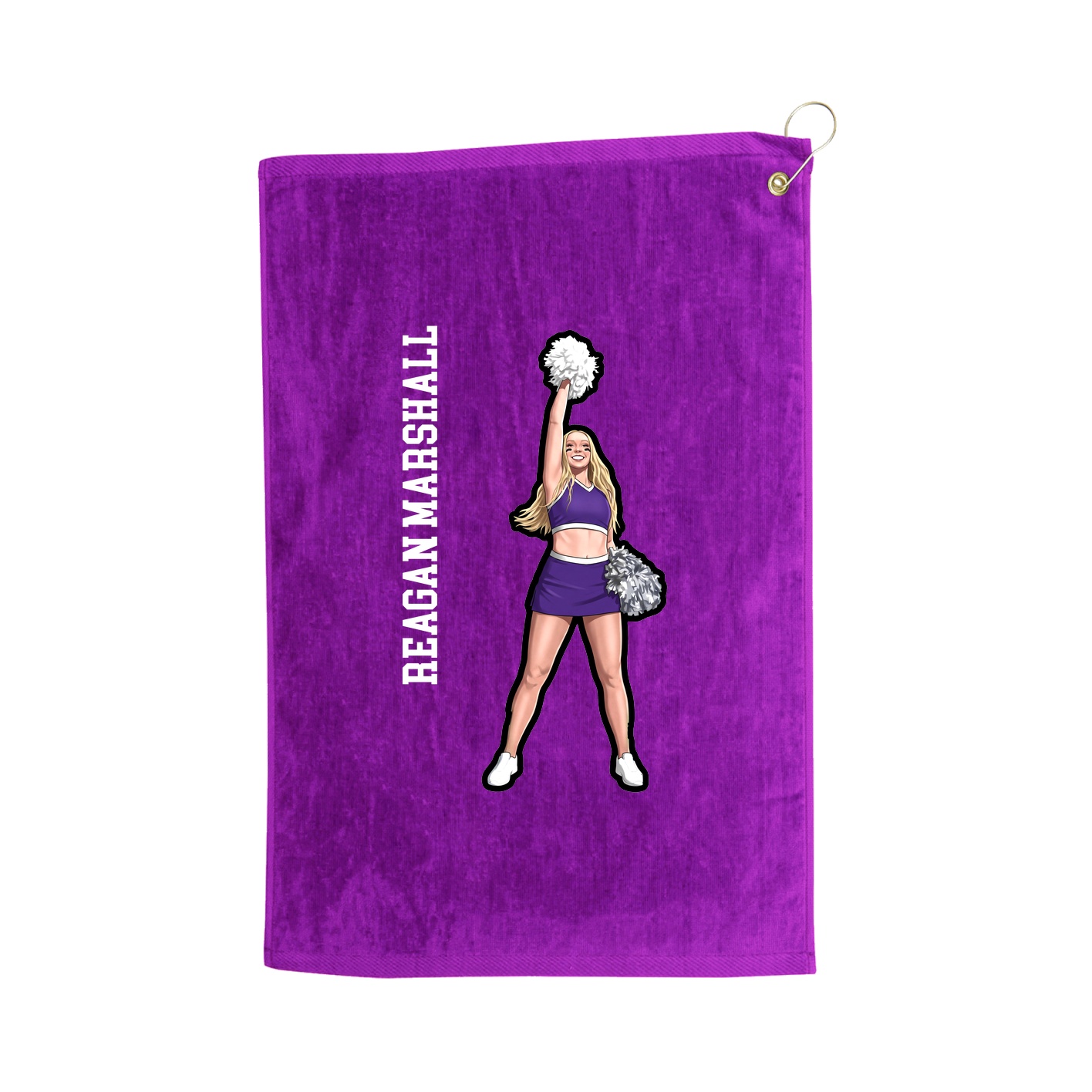 Golf Towel — Name Vertical in Purple