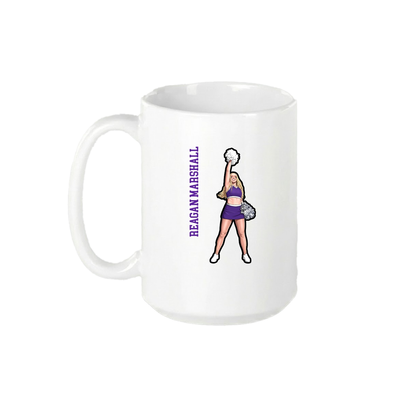 15oz Coffee Mug — Name Vertical in White