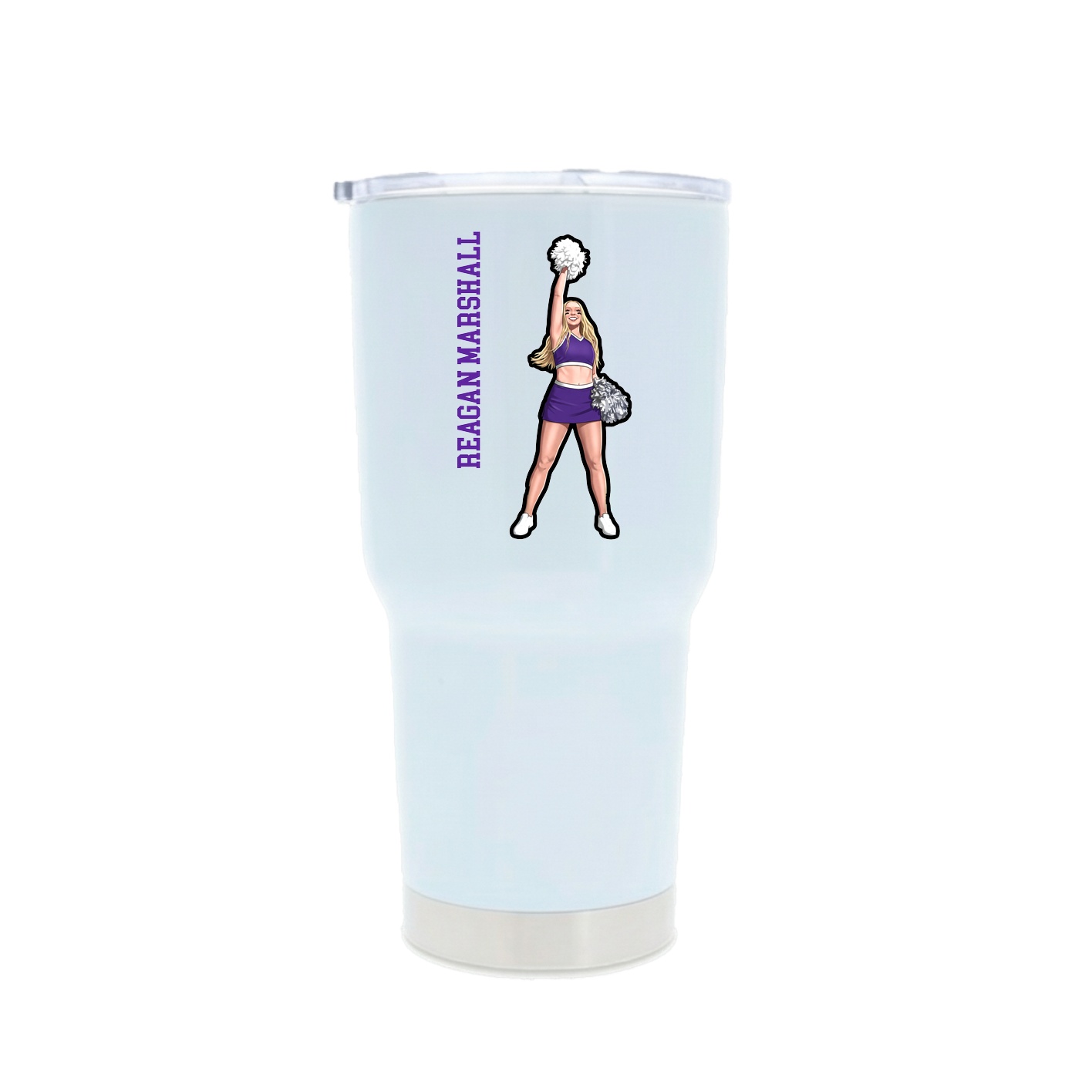 30oz Stainless Steel Tumbler — Name Vertical in White