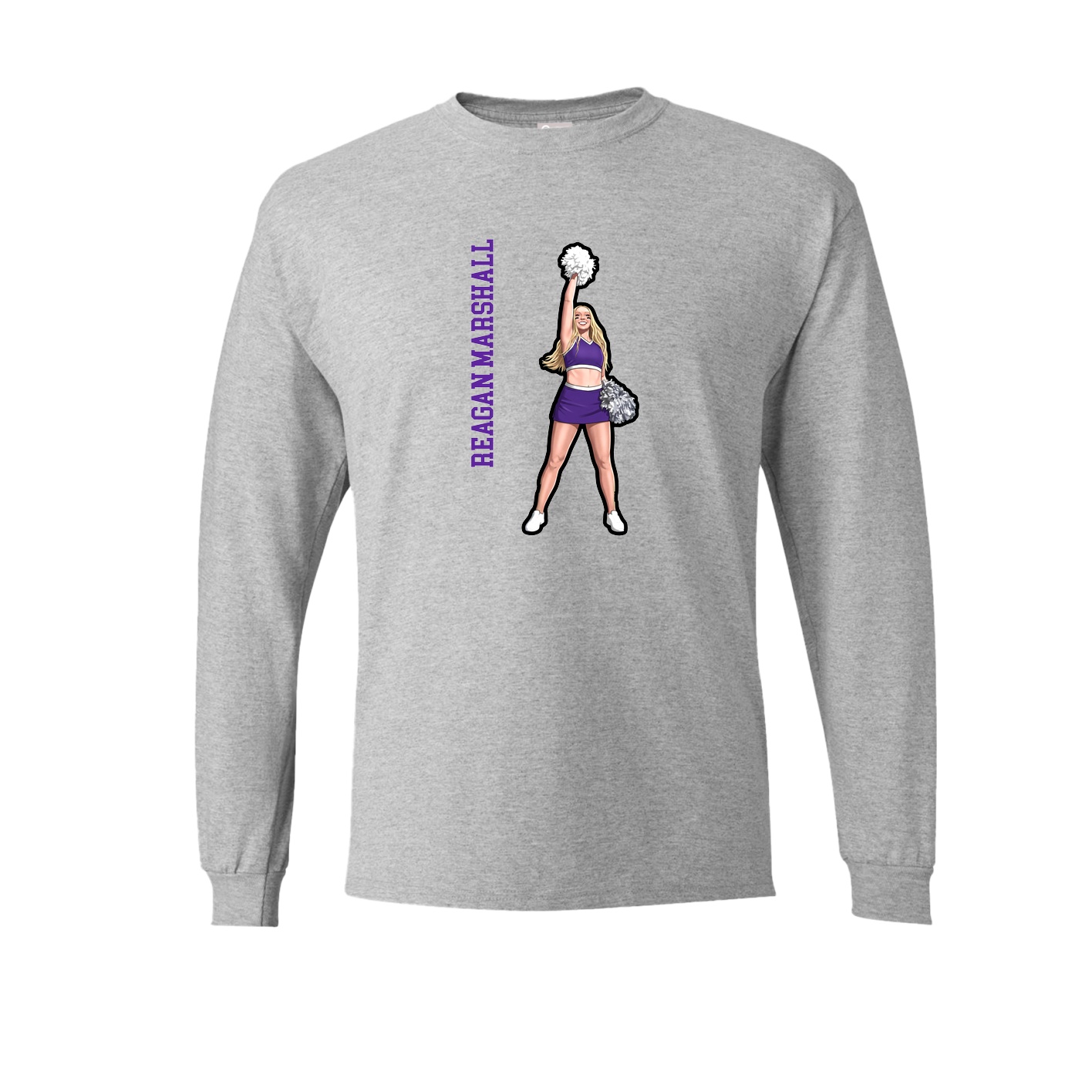 Long Sleeve Tee — Name Vertical in Grey
