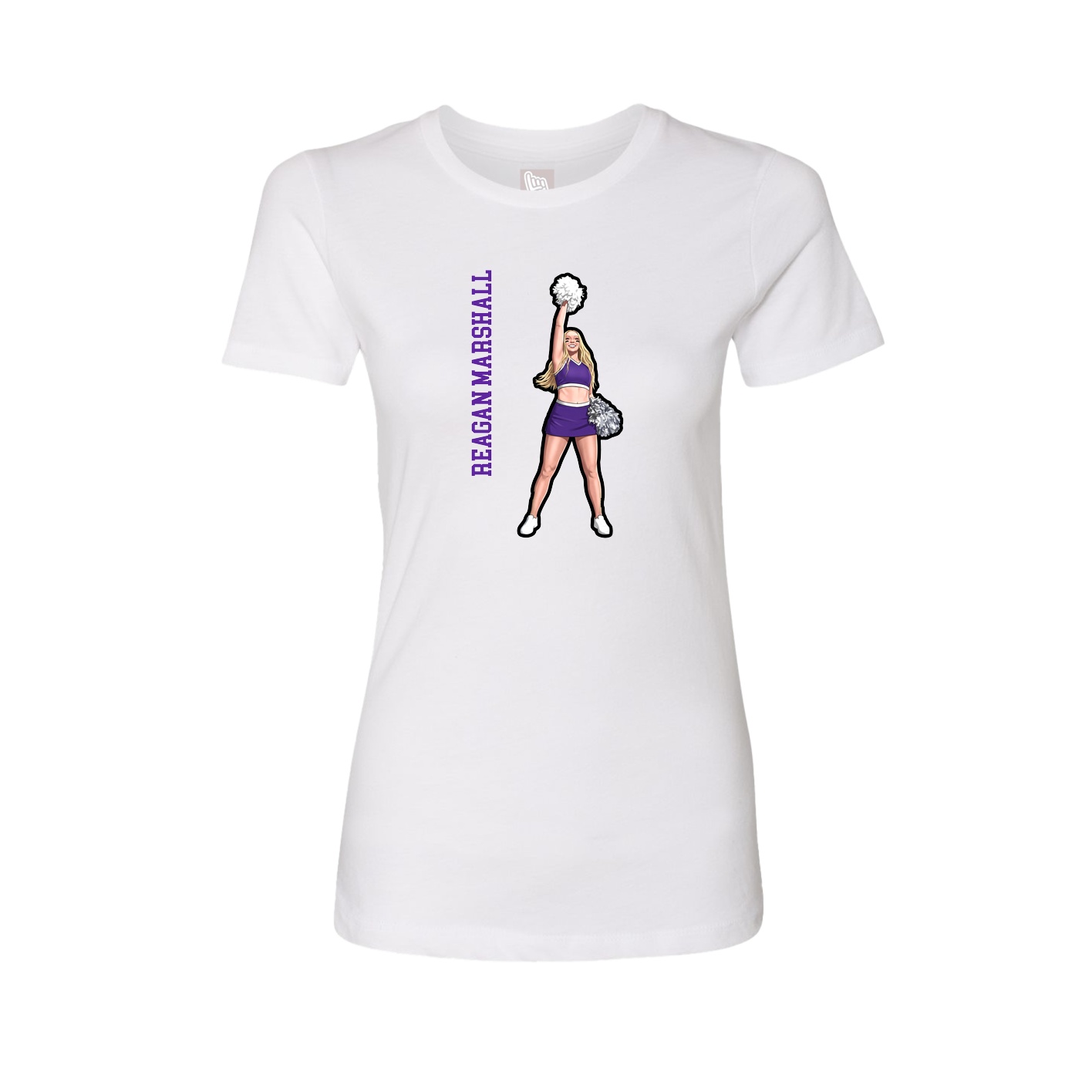 Womens Tee — Name Vertical in White