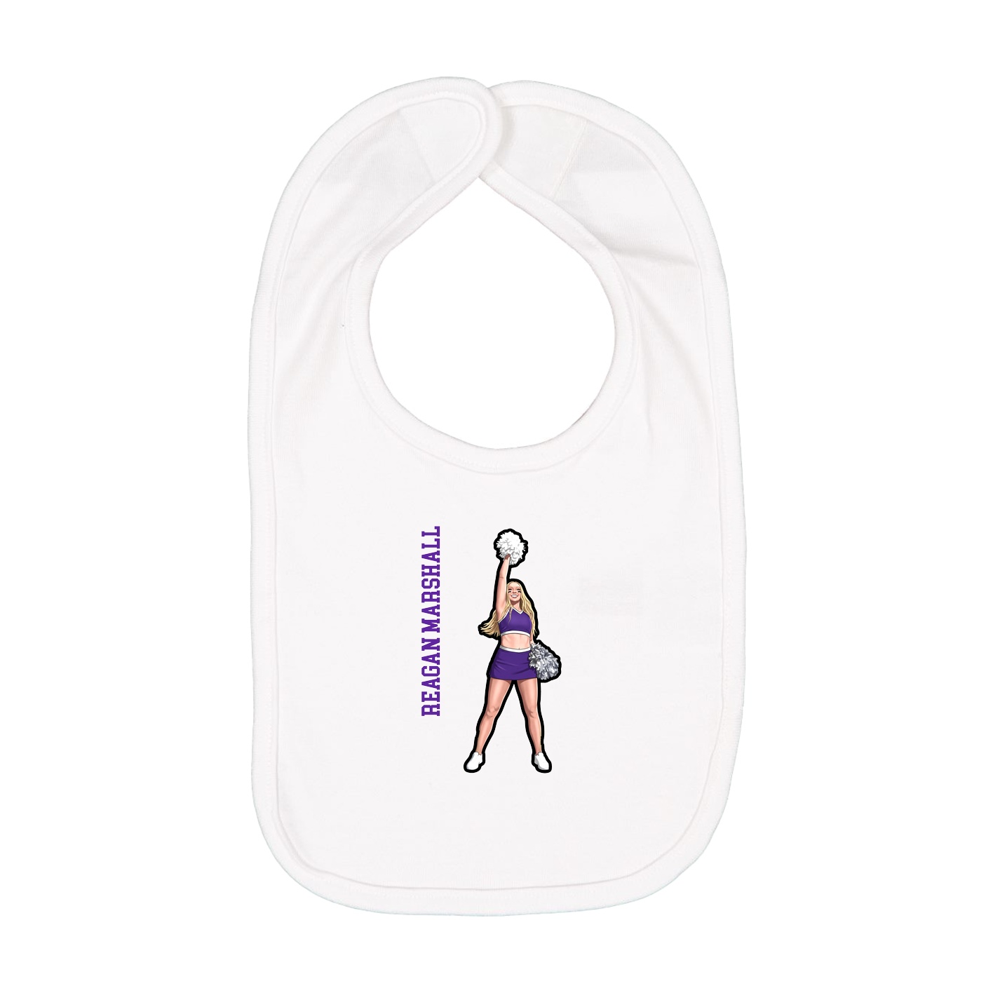 Infant Bib — Name Vertical in White