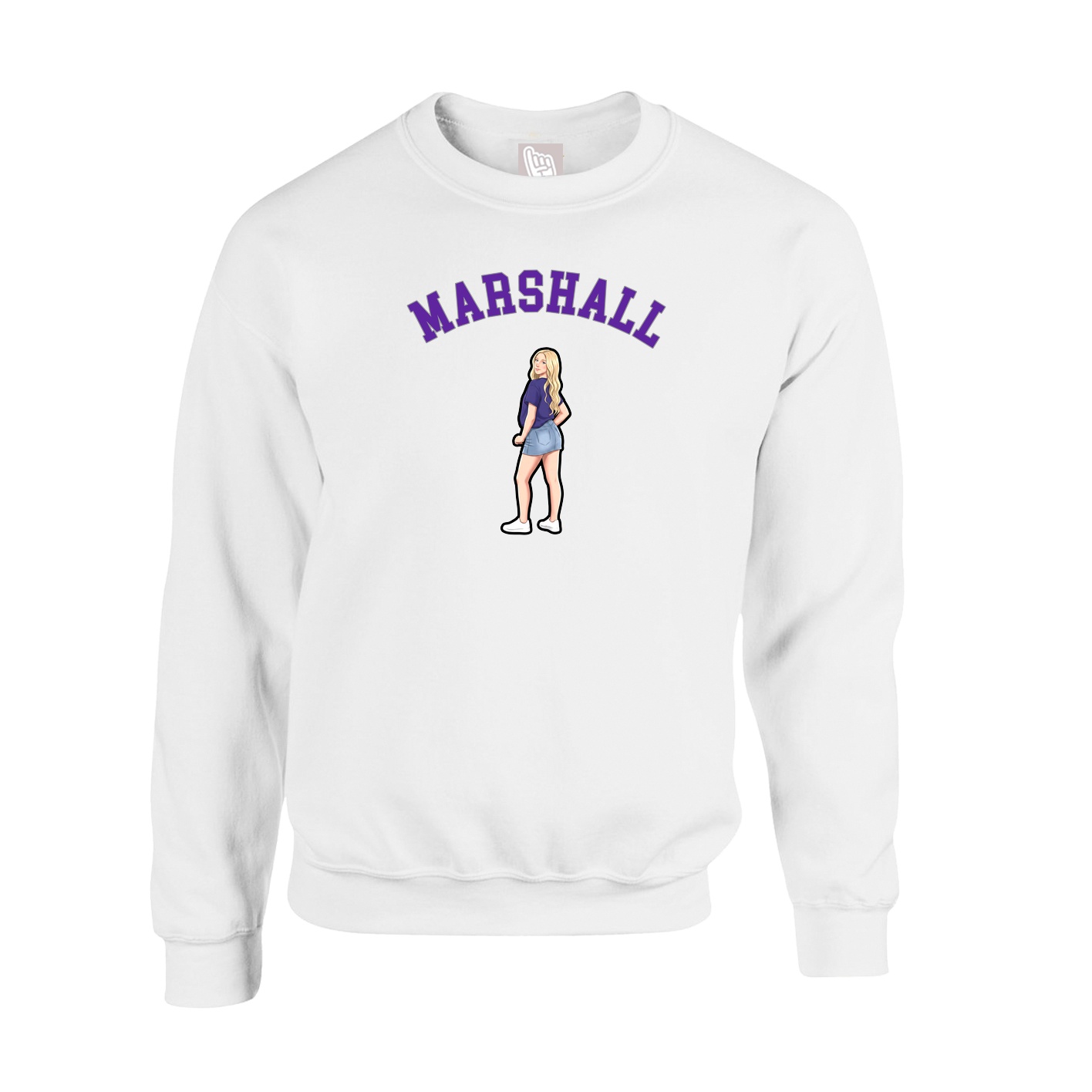 Fleece Crew — Shirsey Arch in White