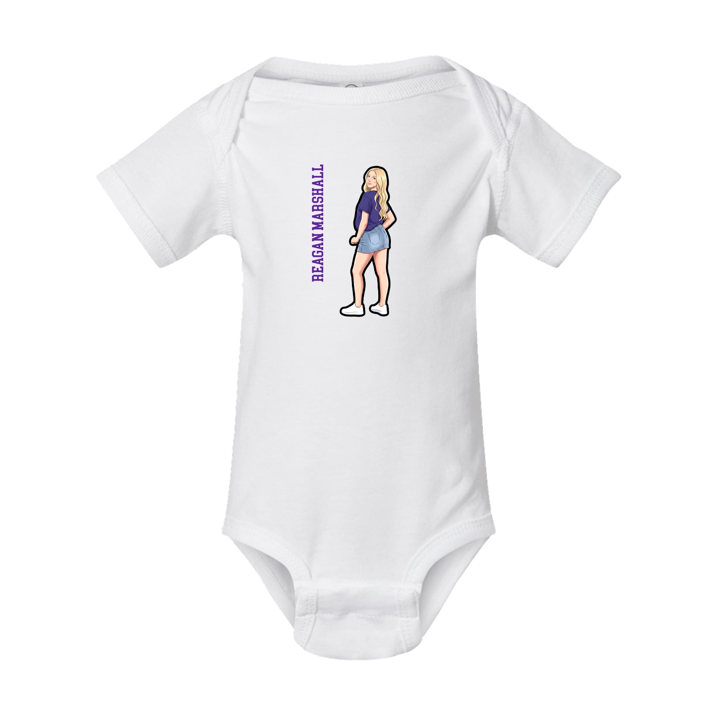 Baby Onesie — Name Vertical in White