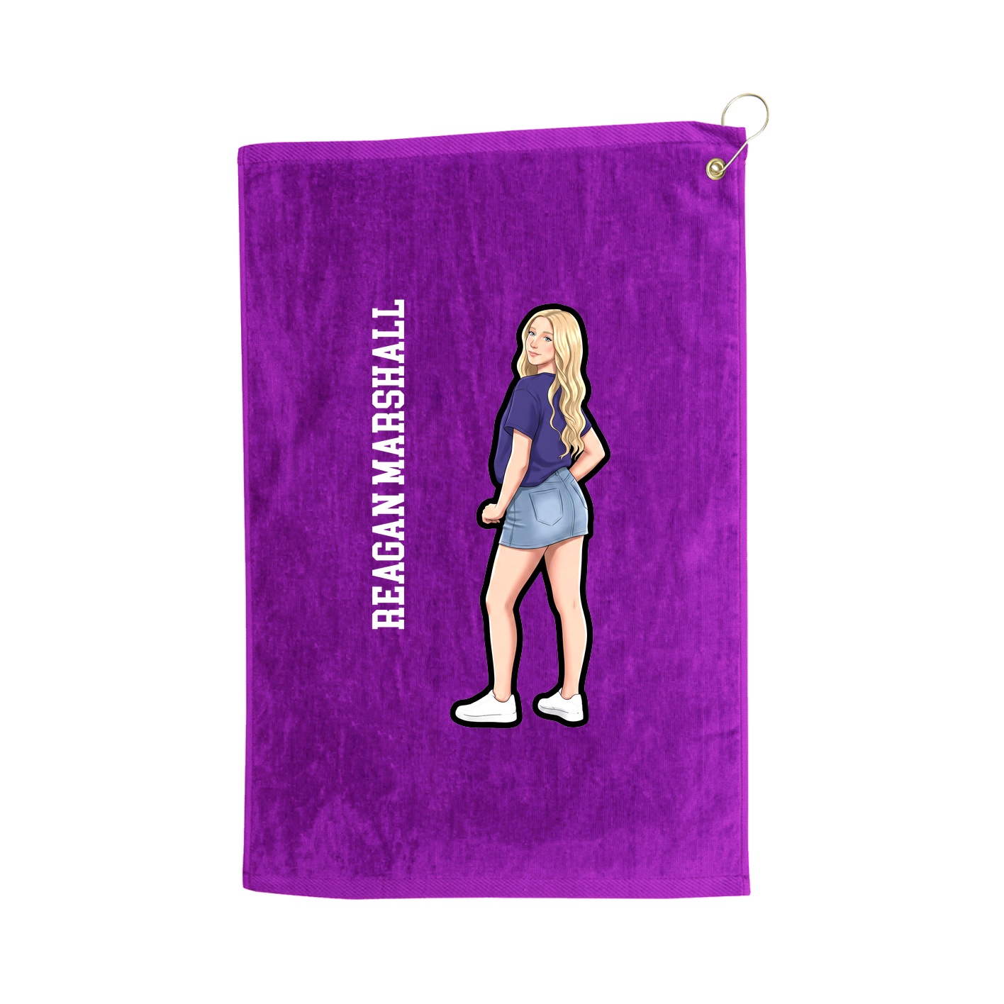 Golf Towel — Name Vertical in Purple