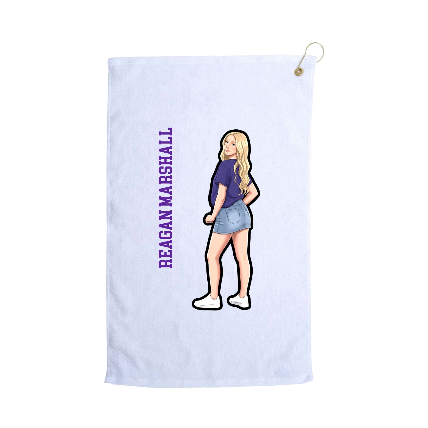 Golf Towel — Name Vertical in White