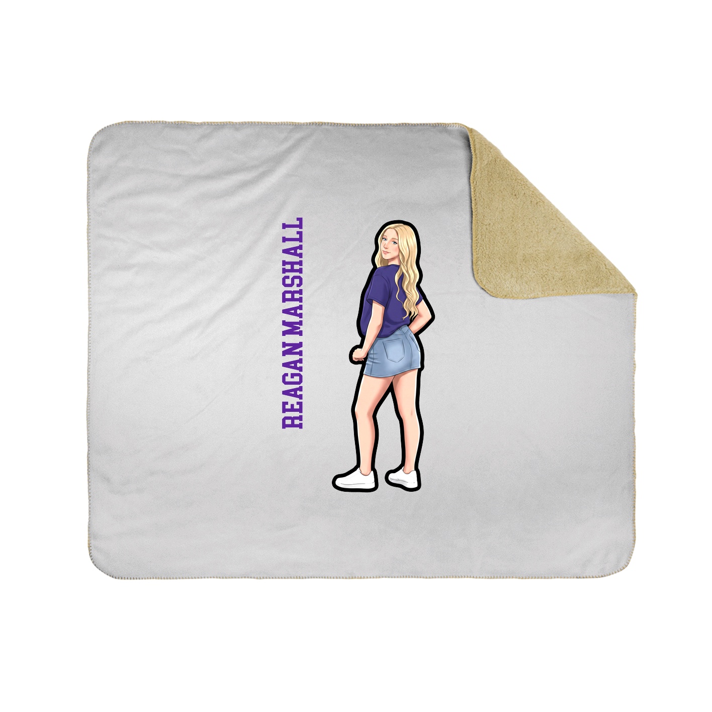 Throw Blanket — Name Vertical in White