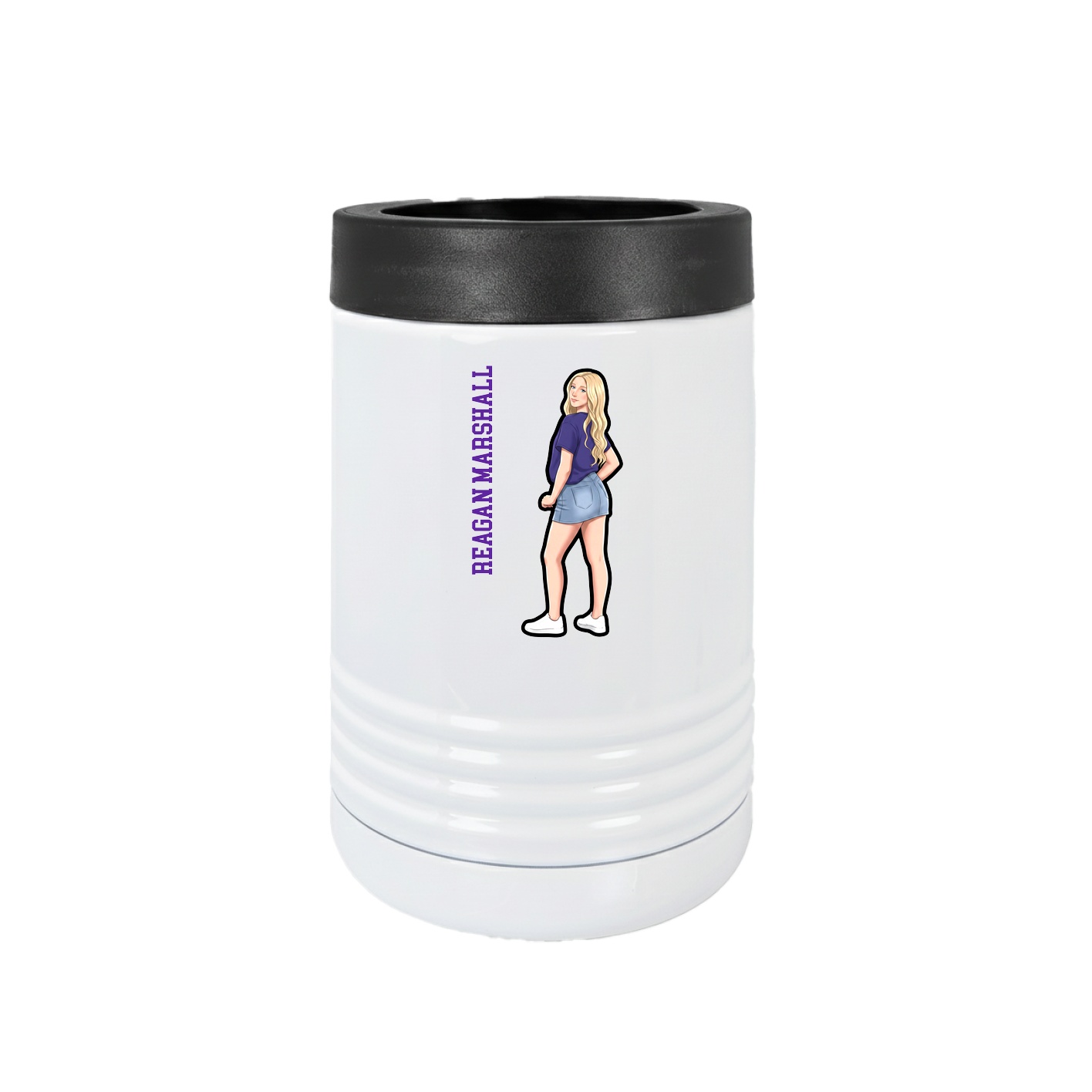 Beverage Holder — Name Vertical in White