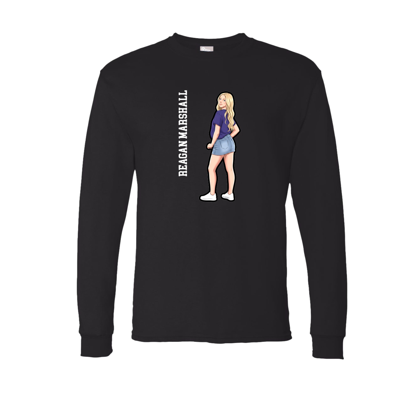 Long Sleeve Tee — Name Vertical in Black