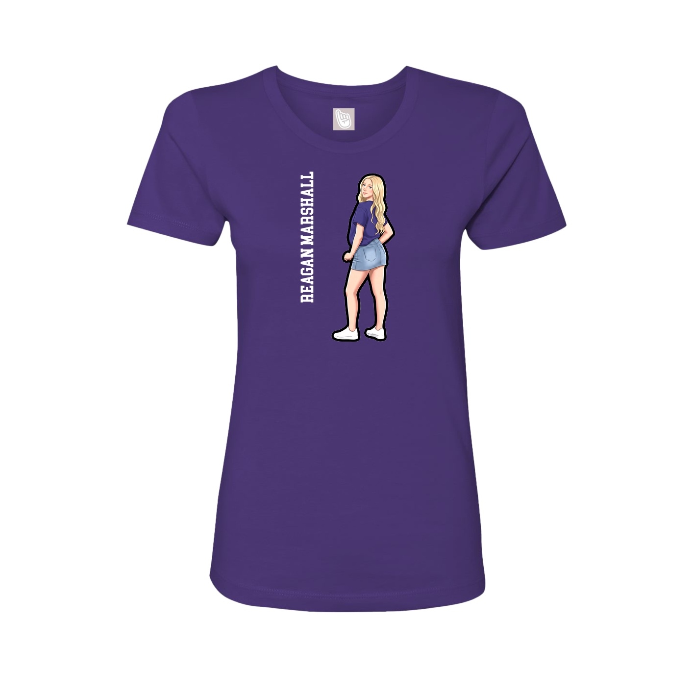 Womens Tee — Name Vertical in Purple