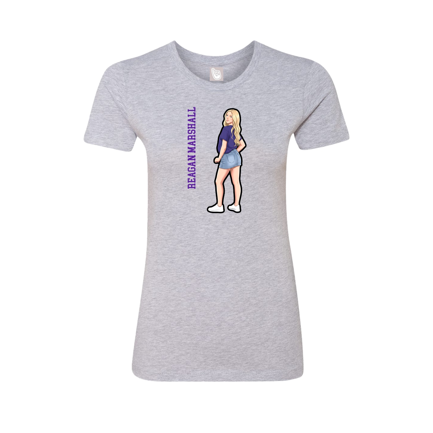 Womens Tee — Name Vertical in Grey