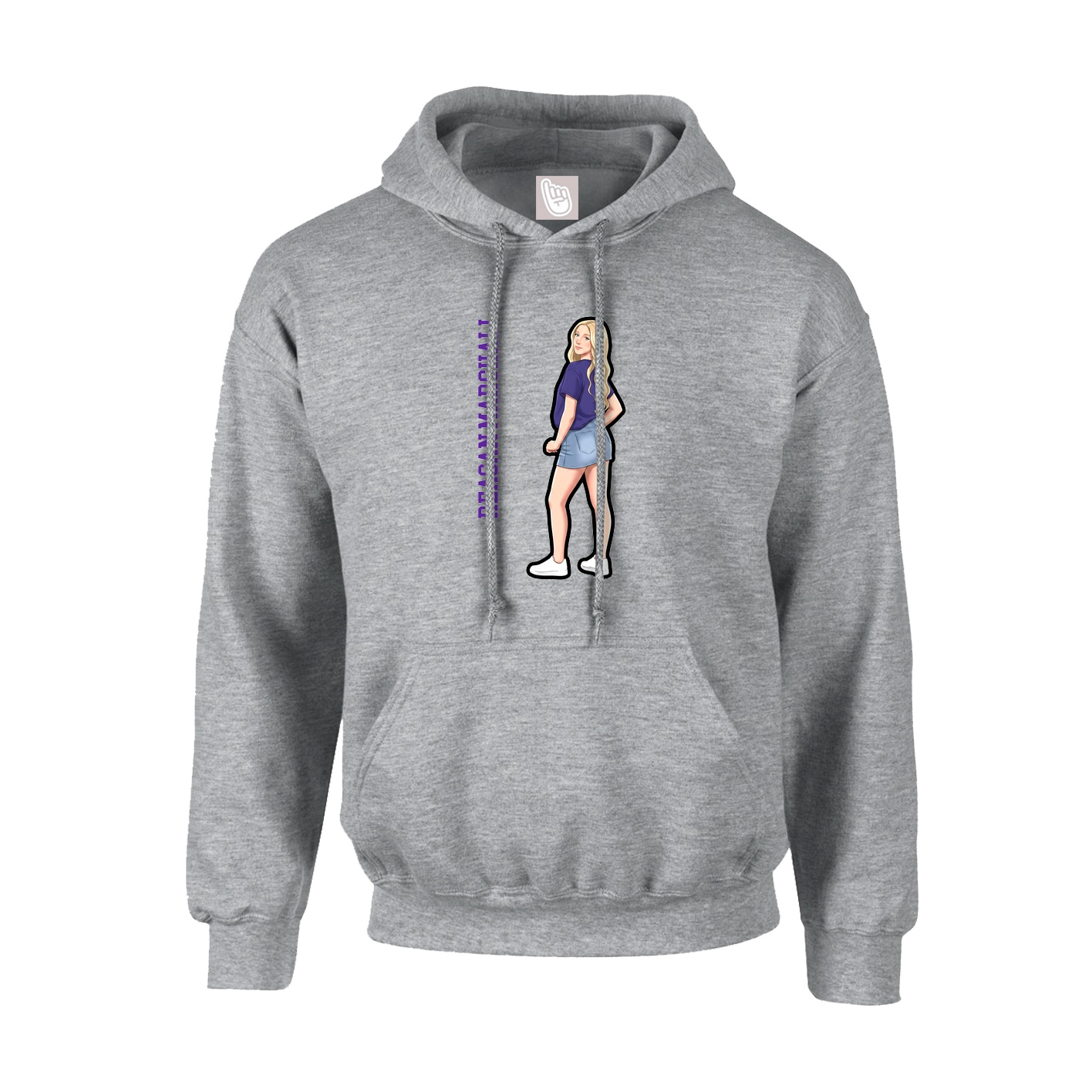 Youth Hoodie — Name Vertical in Grey