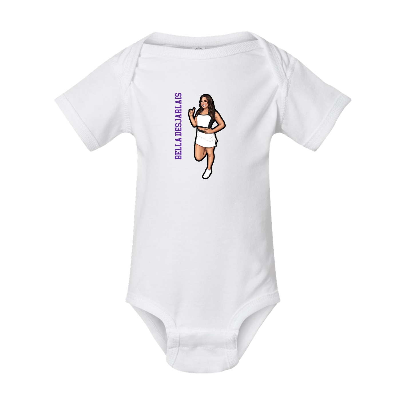 Baby Onesie — Name Vertical in White