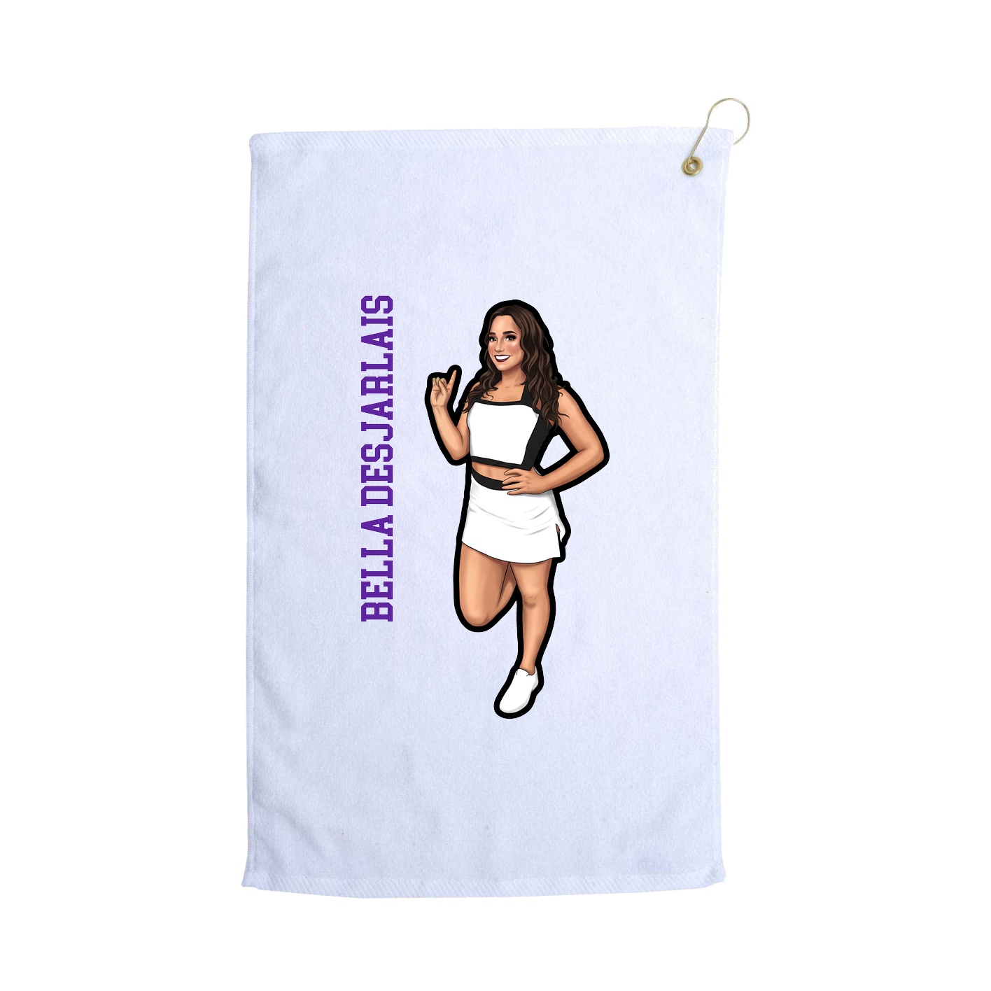 Golf Towel — Name Vertical in White