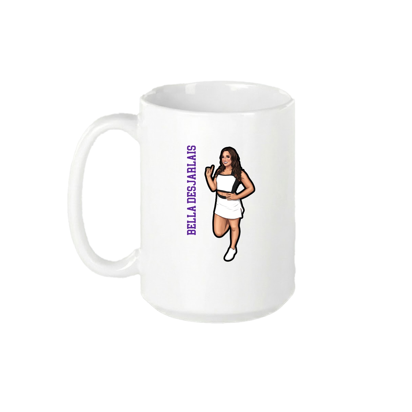 15oz Coffee Mug — Name Vertical in White