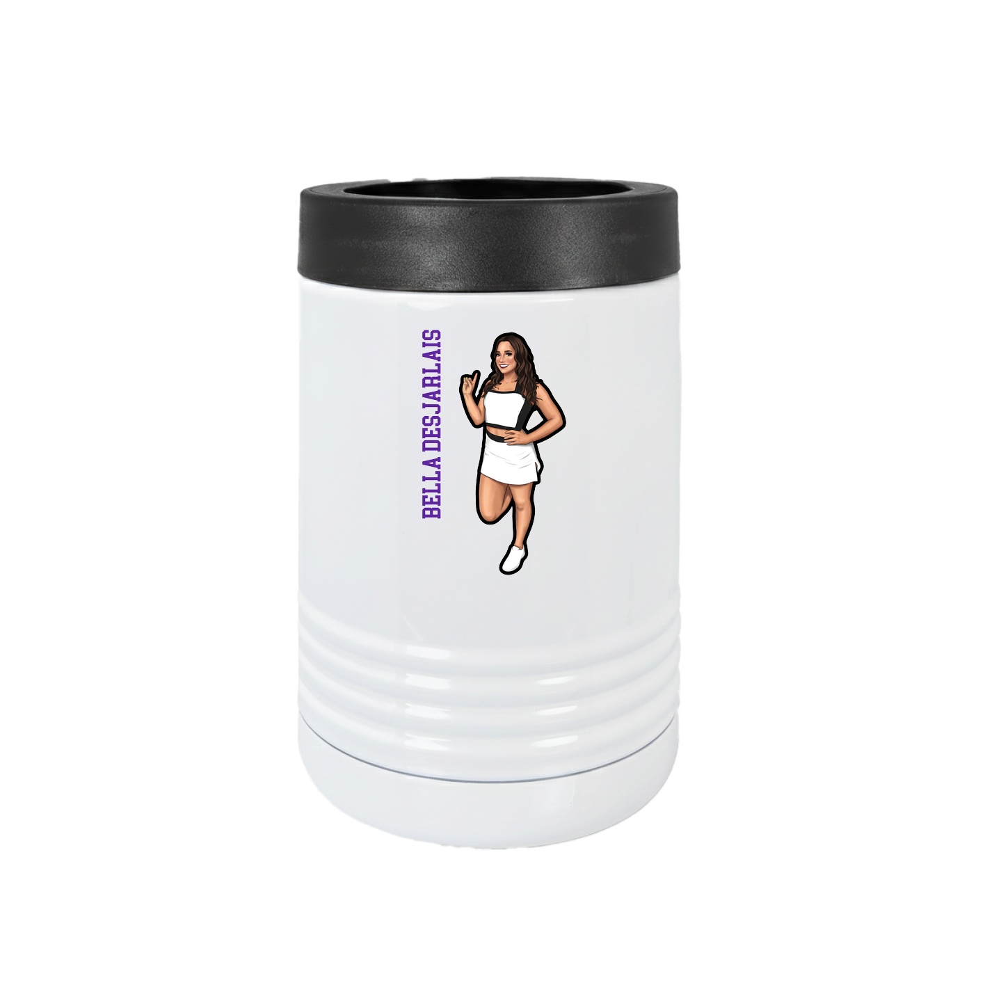 Beverage Holder — Name Vertical in White