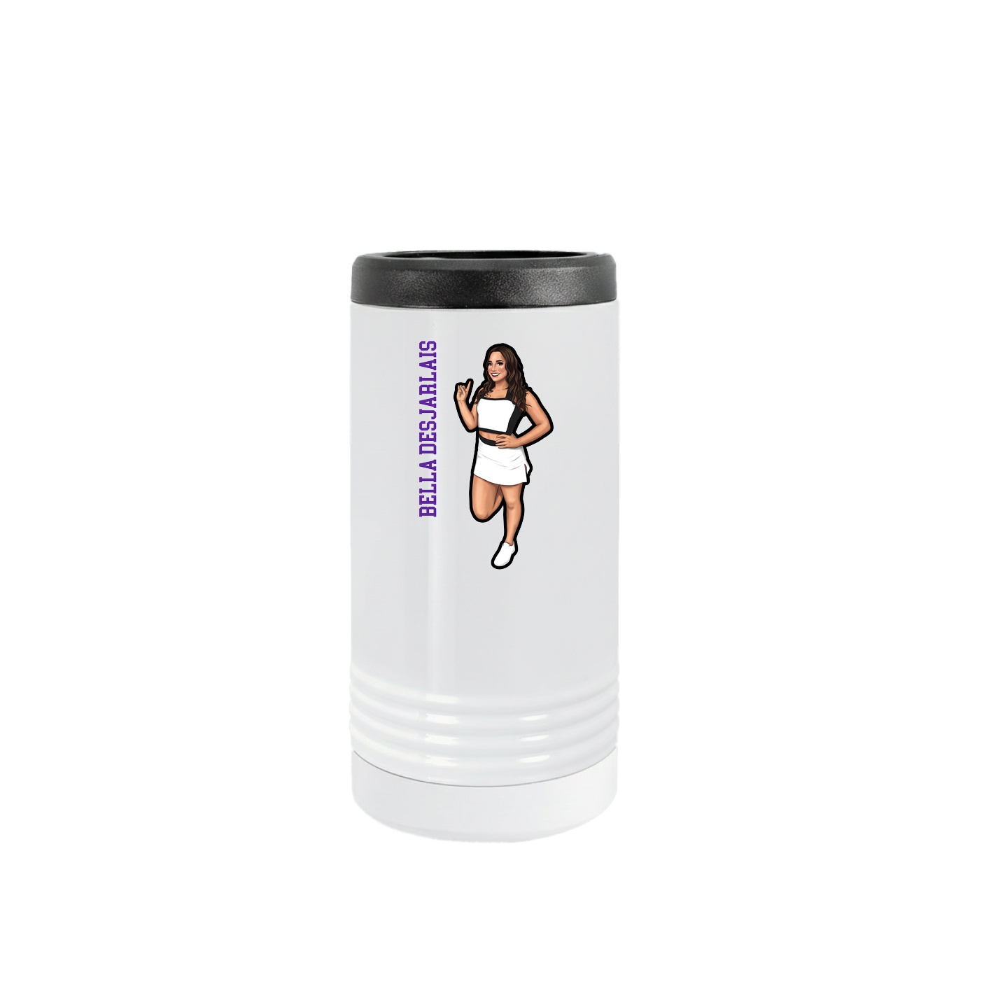 Slim Beverage Holder — Name Vertical in White