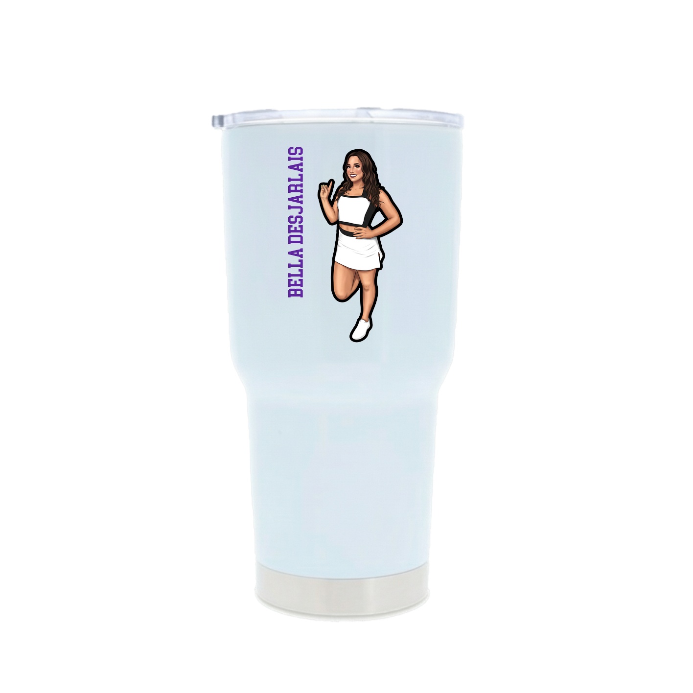 30oz Stainless Steel Tumbler — Name Vertical in White
