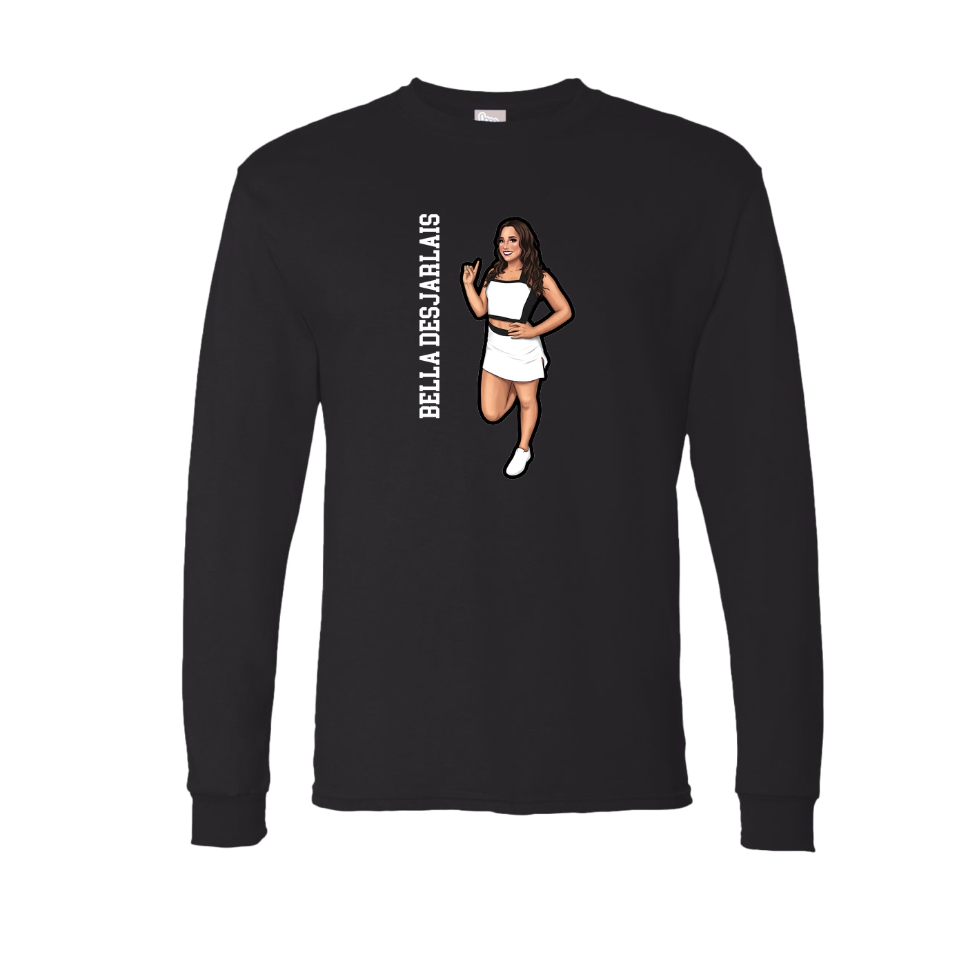 Long Sleeve Tee — Name Vertical in Black
