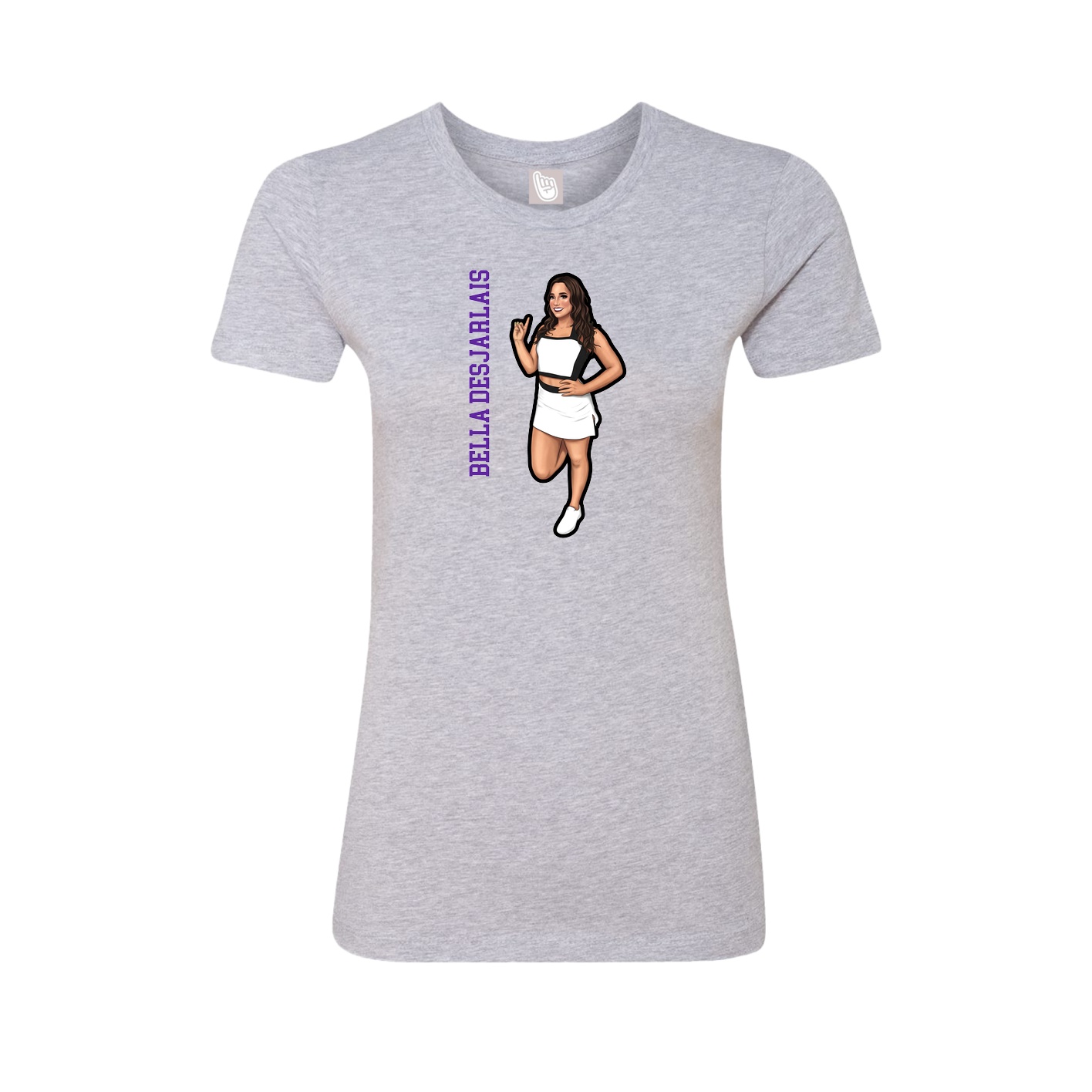 Fitted Women's Tee — Name Vertical in Grey