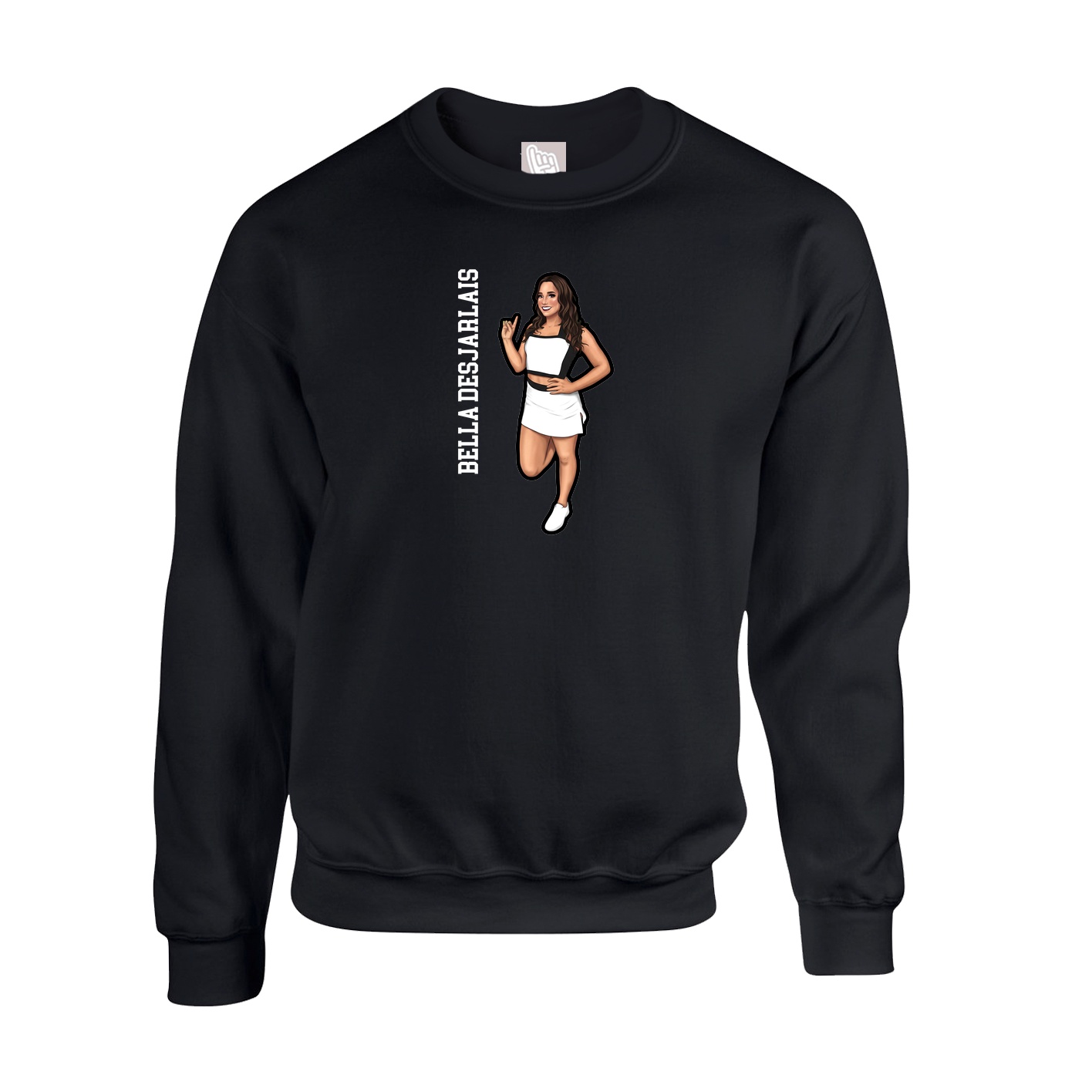 Fleece Crew — Name Vertical in Black