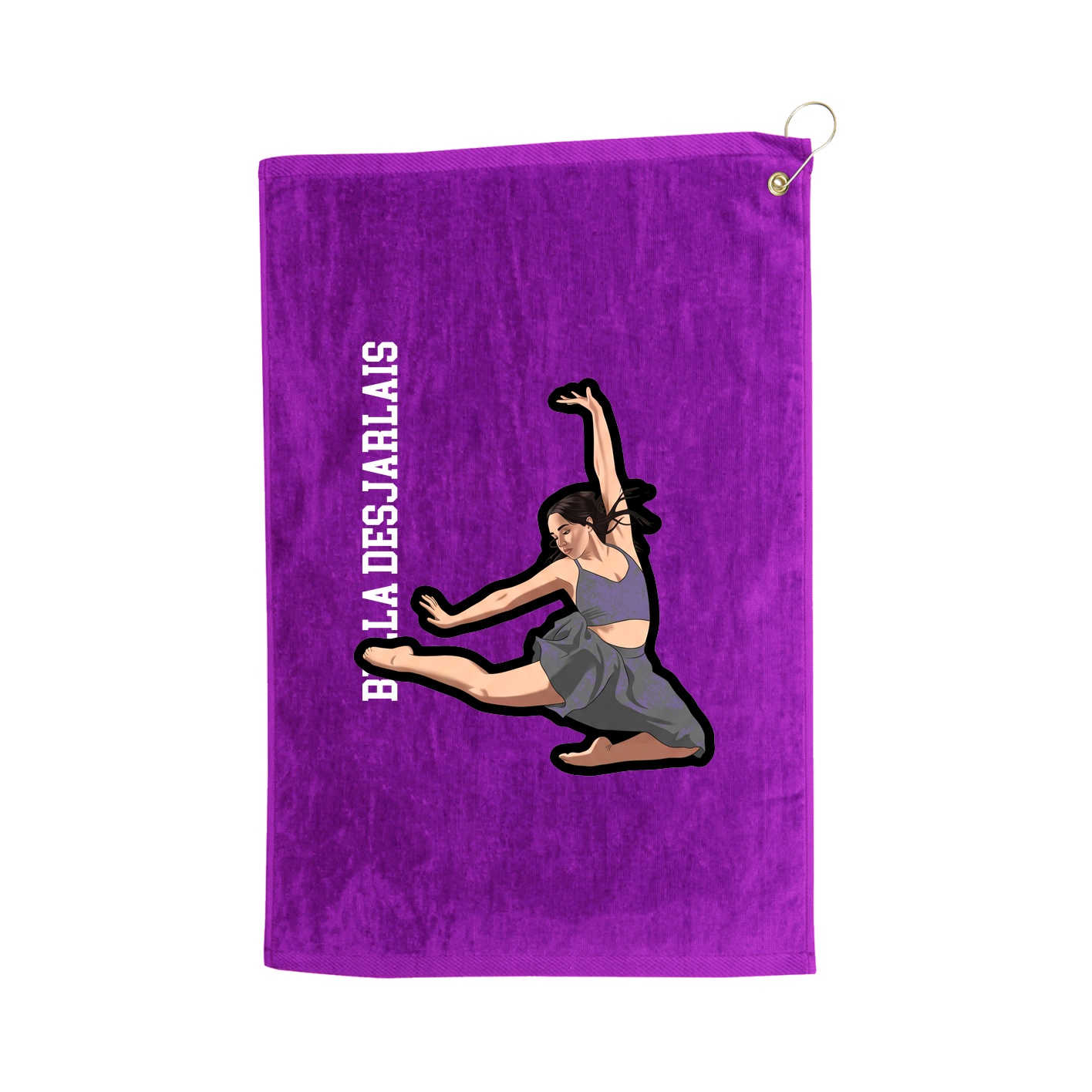 Golf Towel — Name Vertical in Purple