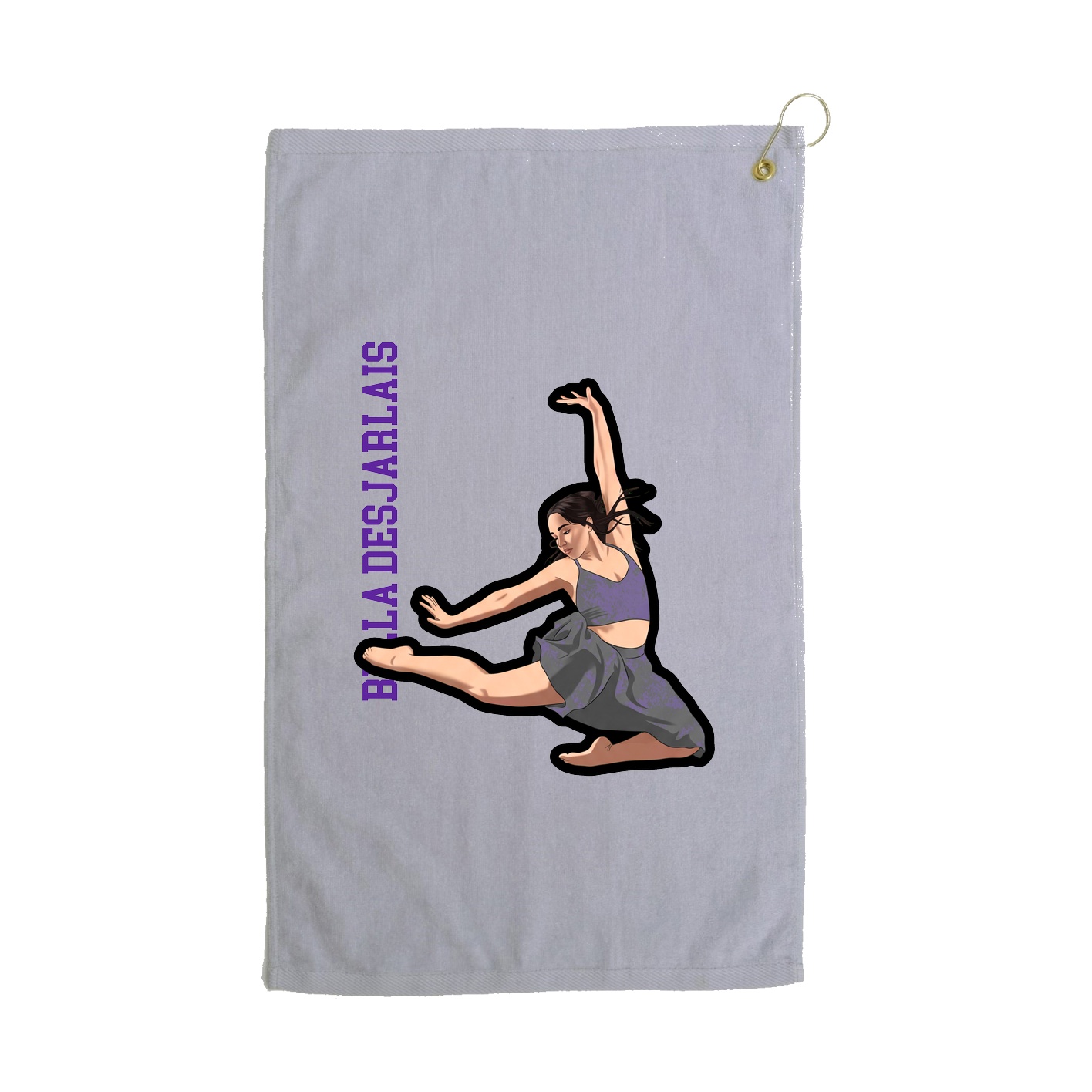 Golf Towel — Name Vertical in Grey