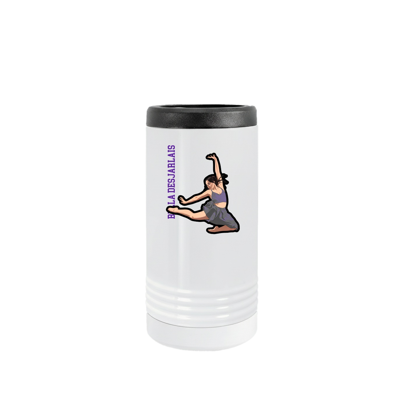 Slim Beverage Holder — Name Vertical in White