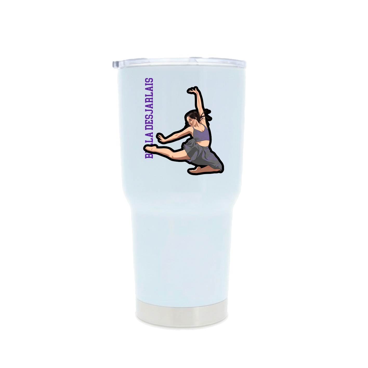 30oz Stainless Steel Tumbler — Name Vertical in White