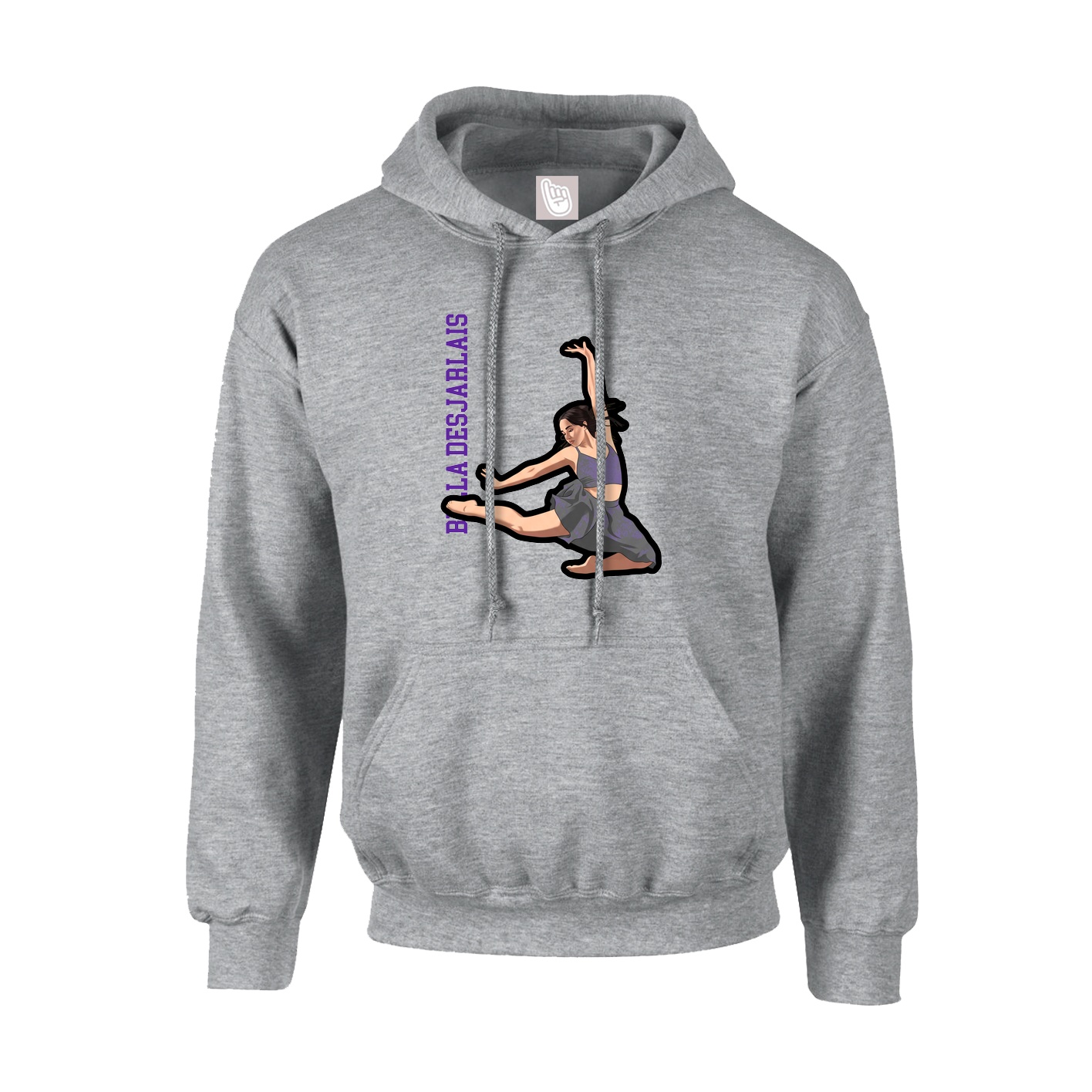 Youth Hoodie — Name Vertical in Grey