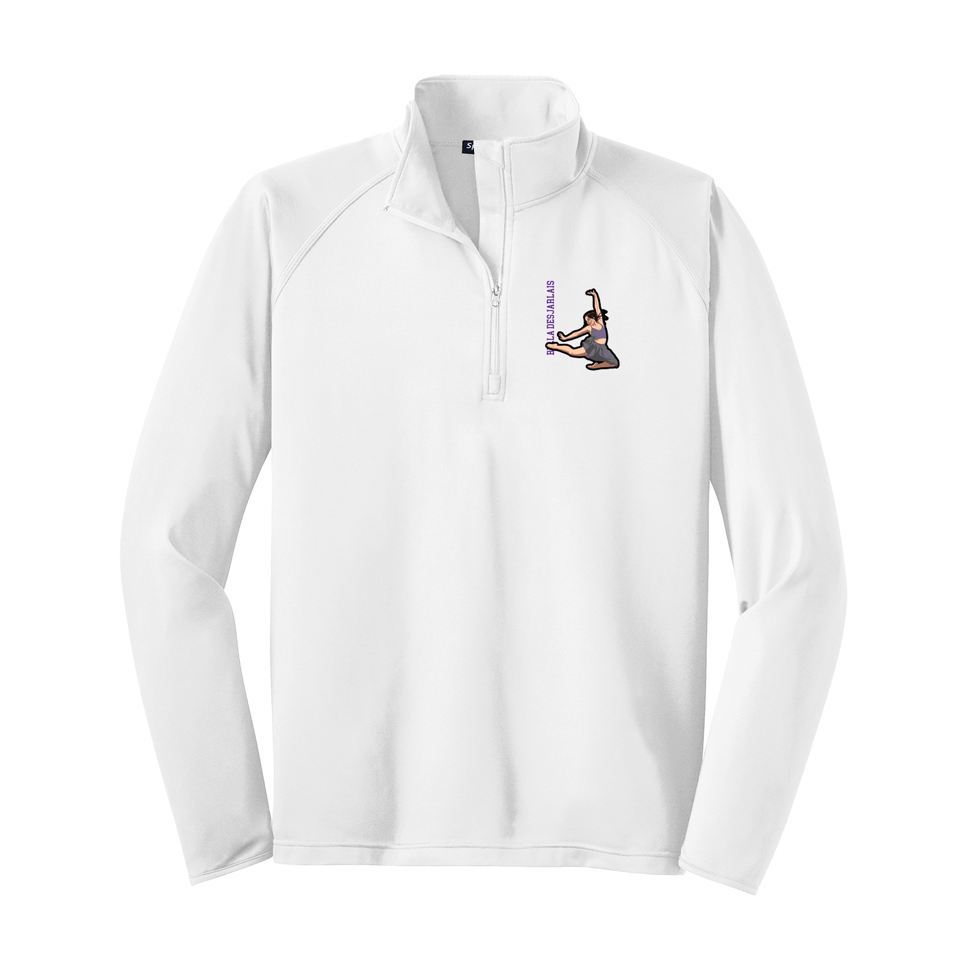 Q-Zip Pullover — Name Vertical in White