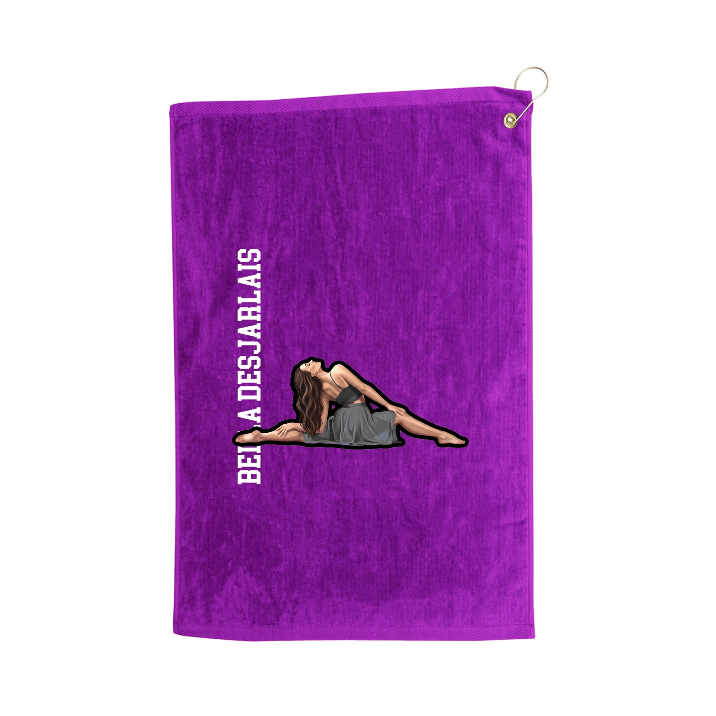 Golf Towel — Name Vertical in Purple