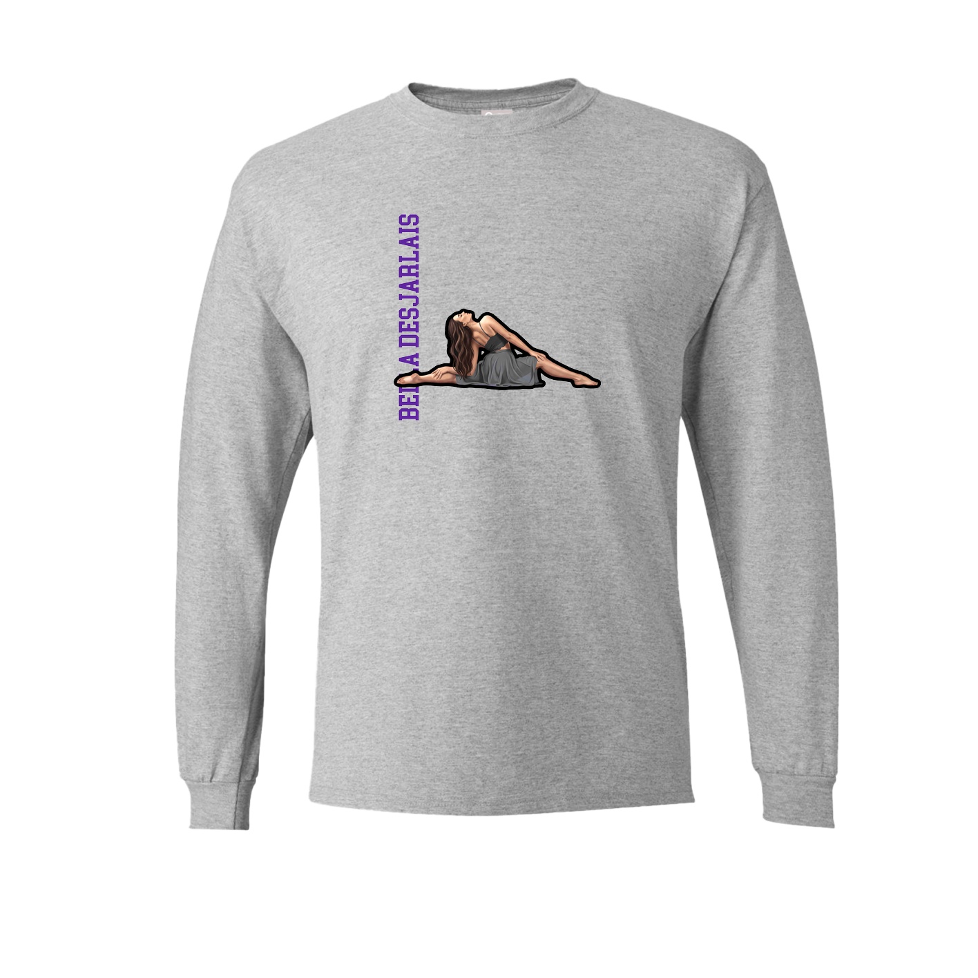 Long Sleeve Tee — Name Vertical in Grey