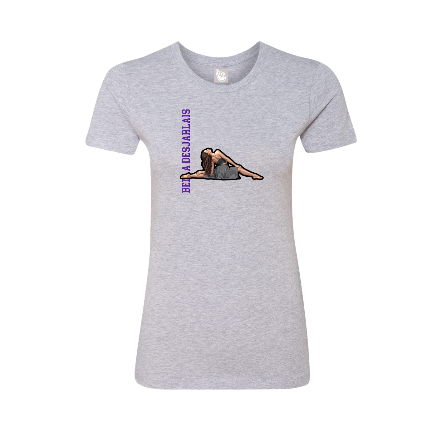 Fitted Women's Tee — Name Vertical in Grey