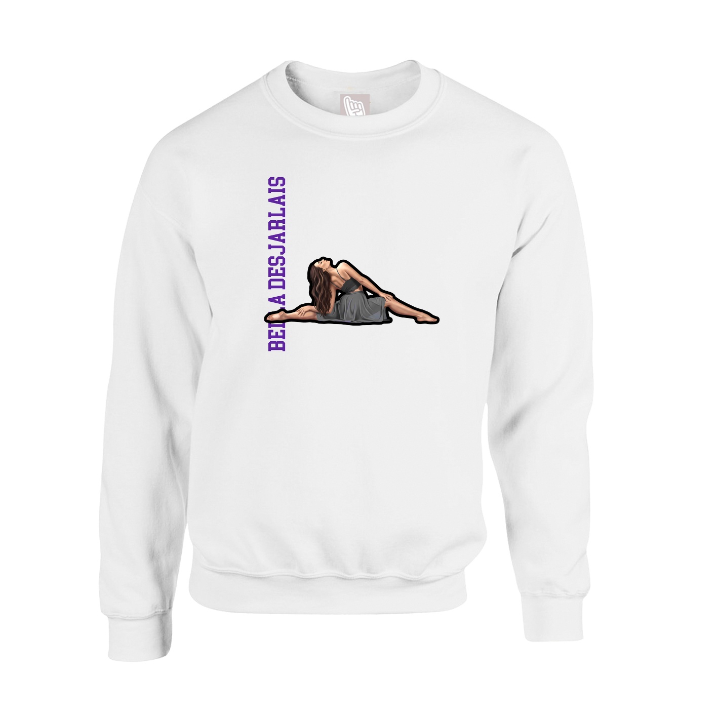 Fleece Crew — Name Vertical in White