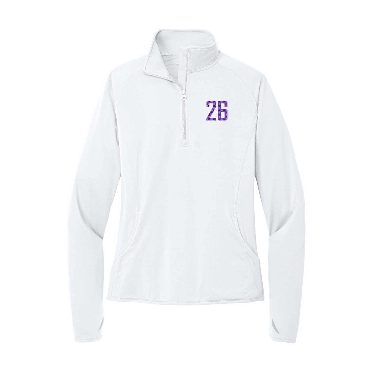 Women's Q-Zip Pullover — Front Shirsy in White