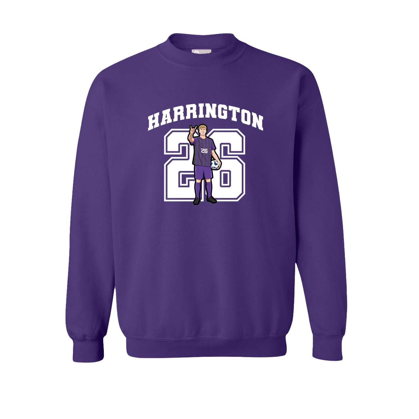 Fleece Crew — Number in Purple