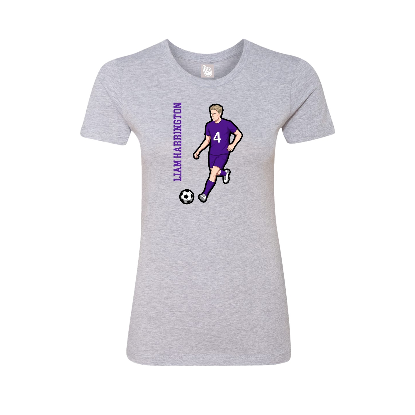Fitted Women's Tee — Name Vertical in Grey