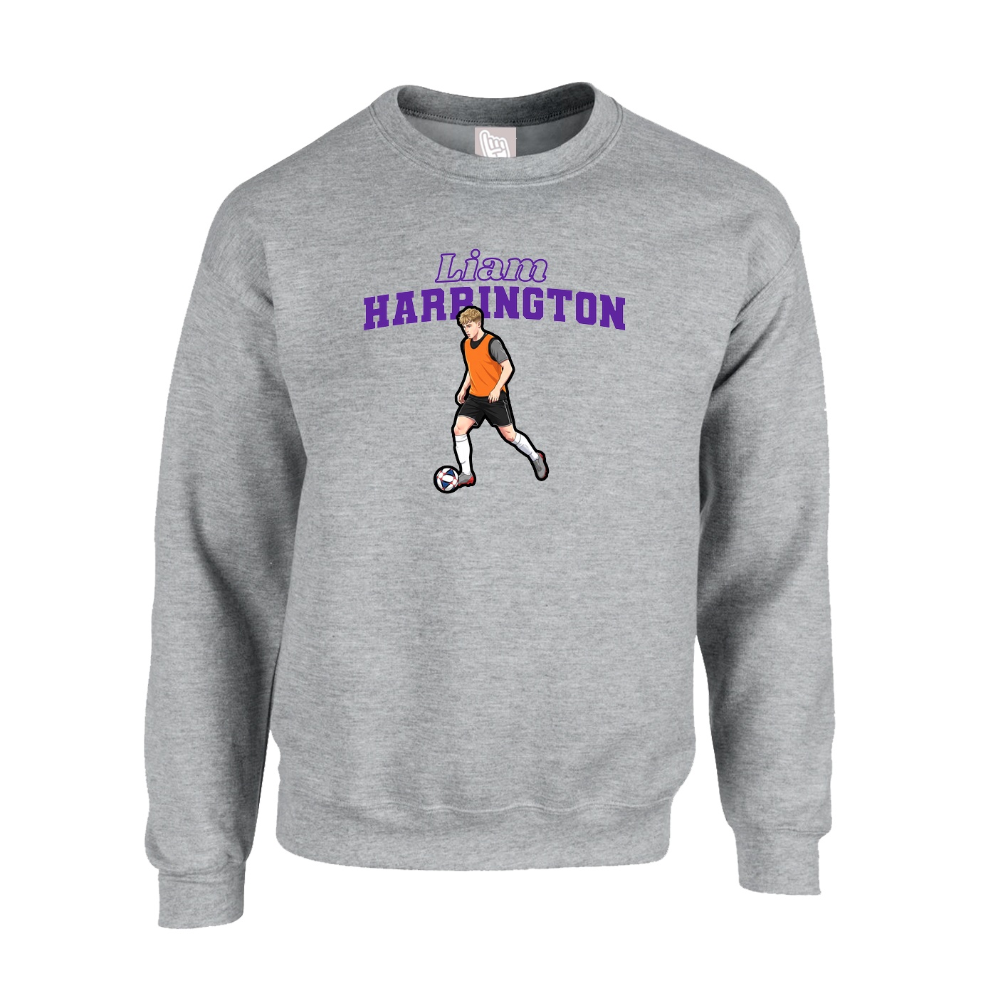 Fleece Crew — Name Arch in Grey