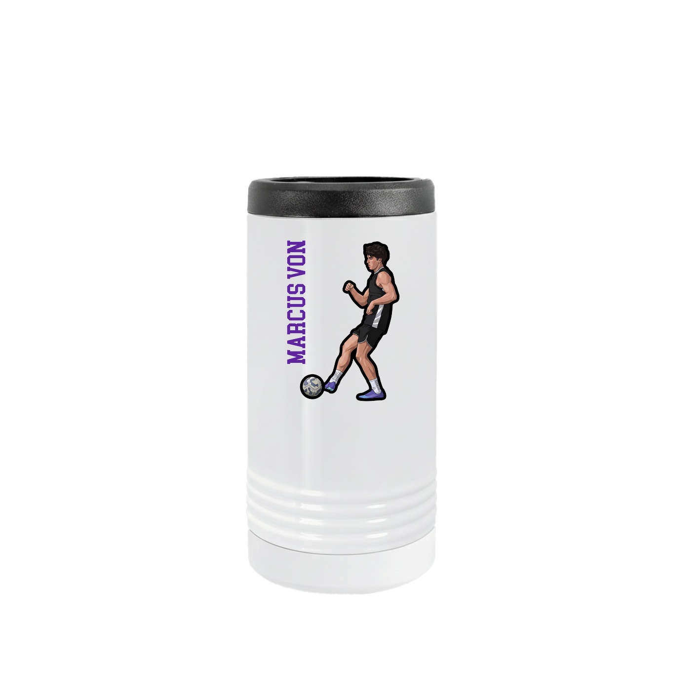 Slim Beverage Holder — Name Vertical in White