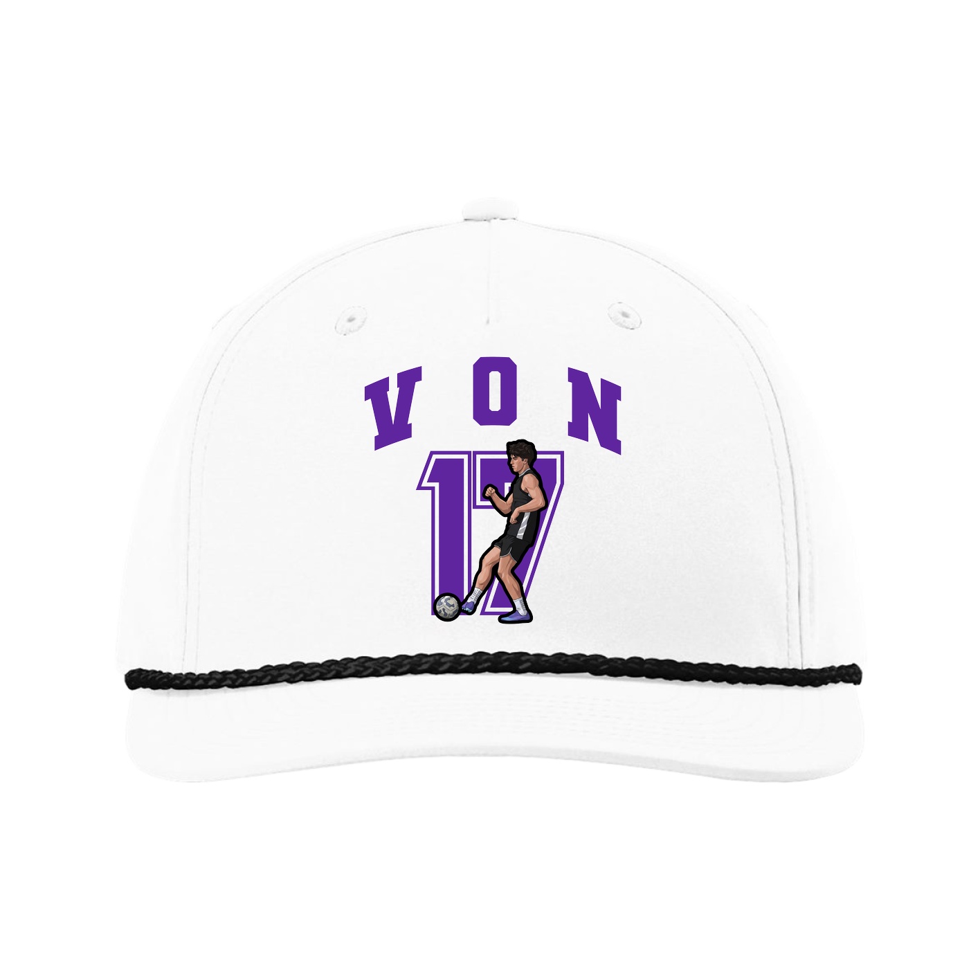 Five-Panel Classic Rope Cap — Number in White