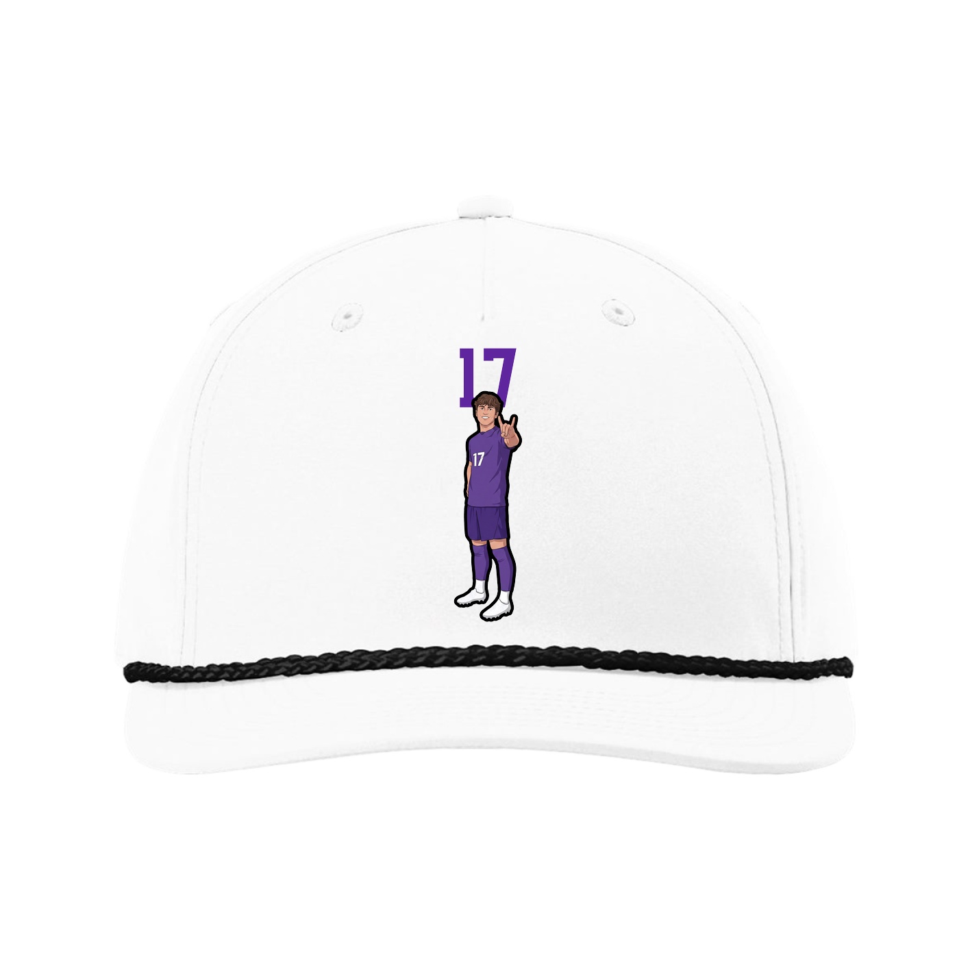 Five-Panel Classic Rope Cap — Number Top in White