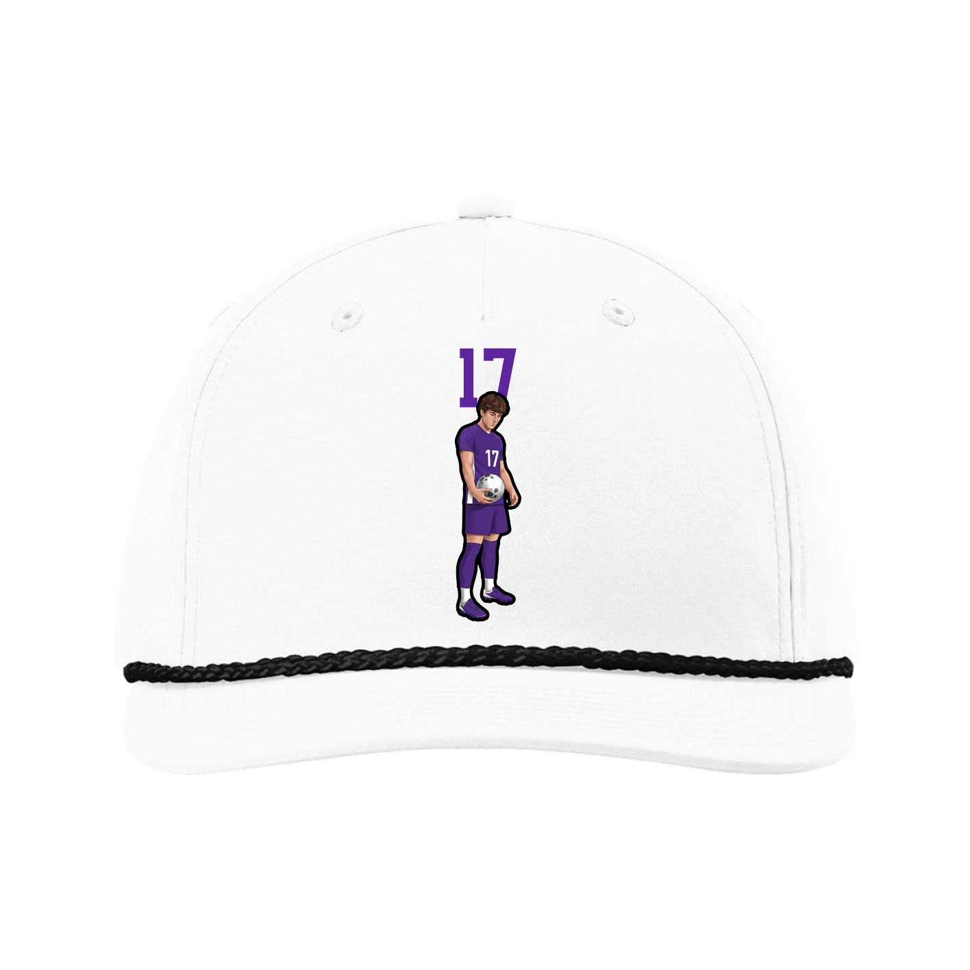 Five-Panel Classic Rope Cap — Number Top in White