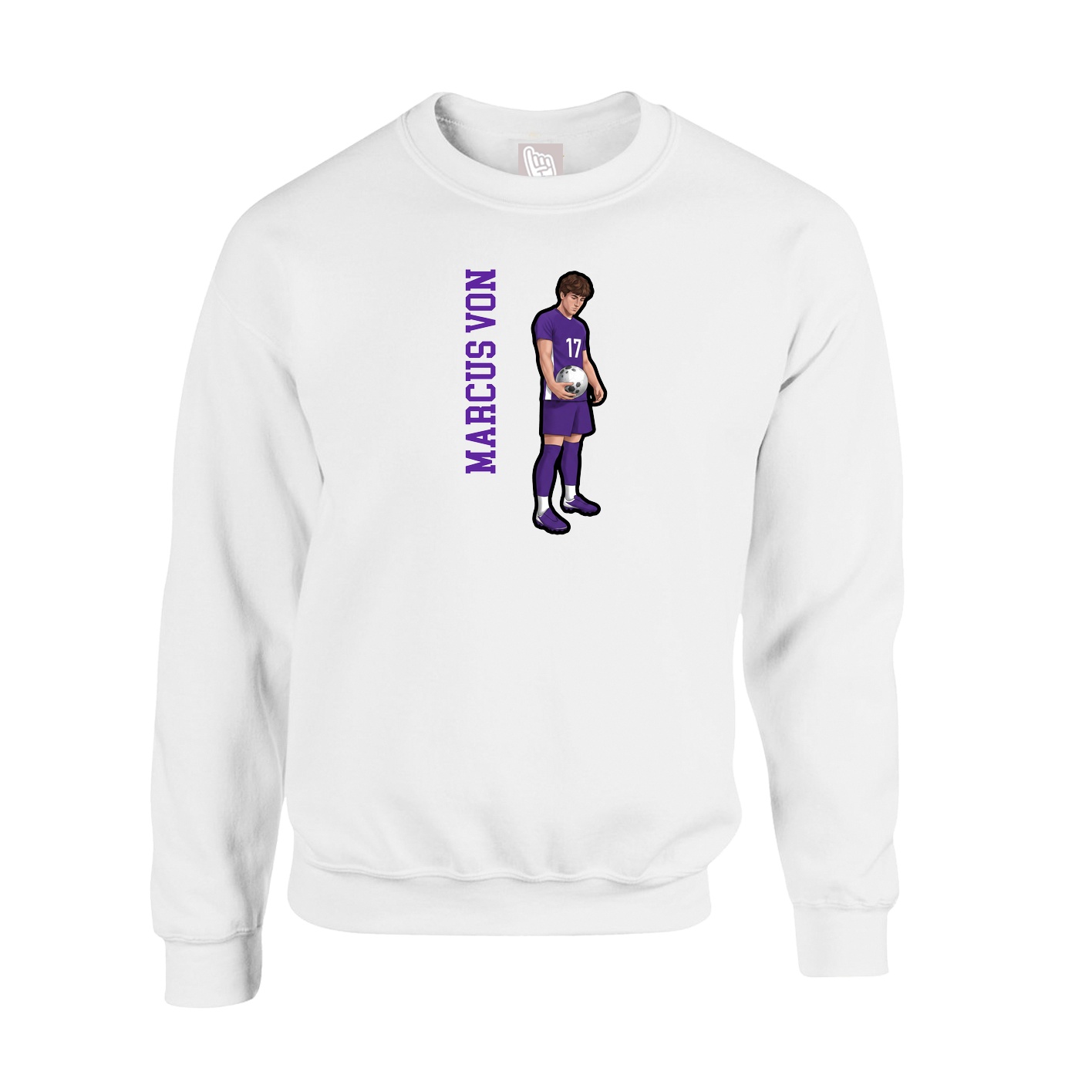 Fleece Crew — Name Vertical in White