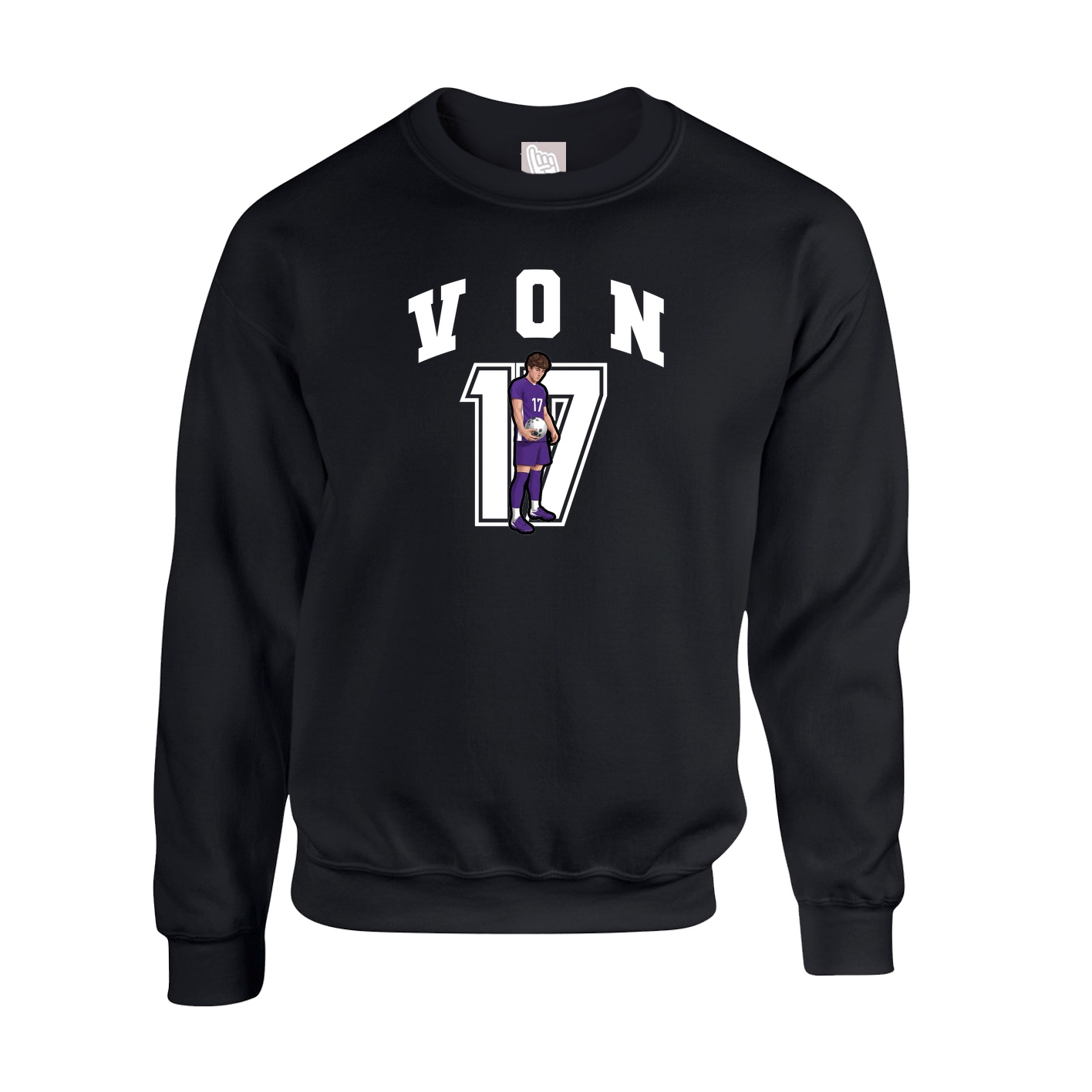 Fleece Crew — Number in Black