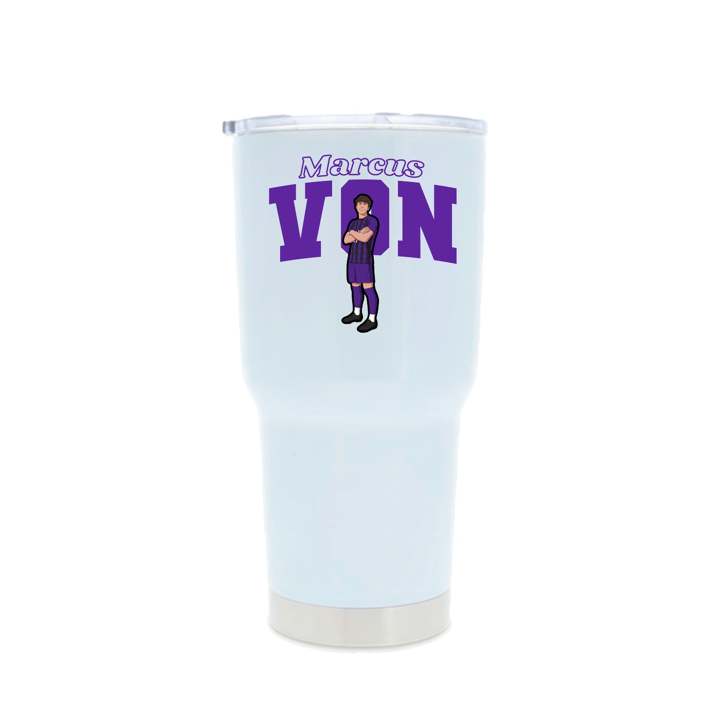 30oz Stainless Steel Tumbler — Name Arch in White